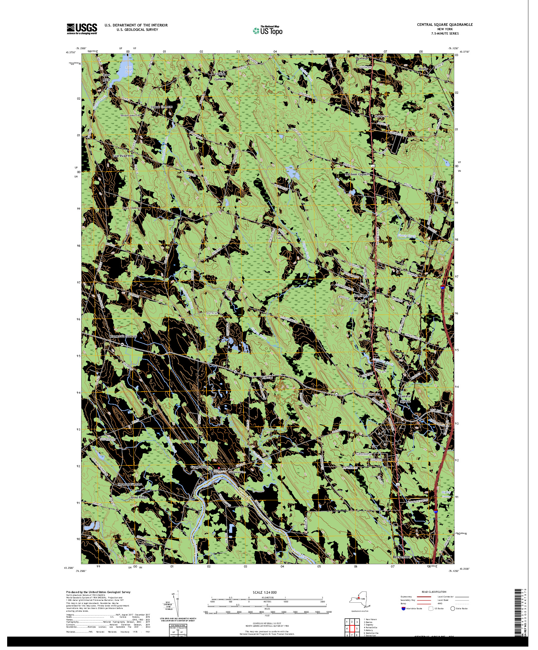 US TOPO 7.5-MINUTE MAP FOR CENTRAL SQUARE, NY