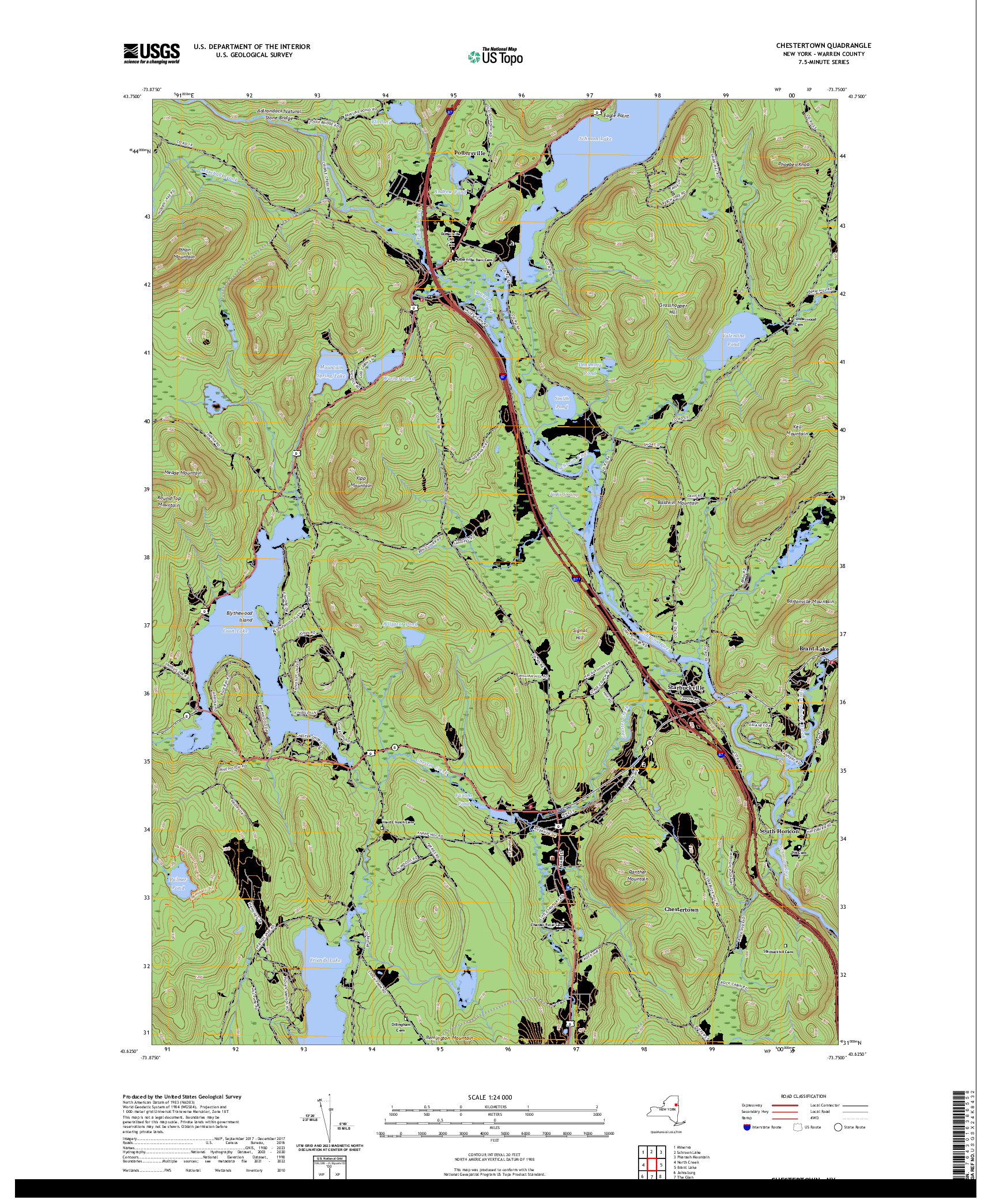 US TOPO 7.5-MINUTE MAP FOR CHESTERTOWN, NY