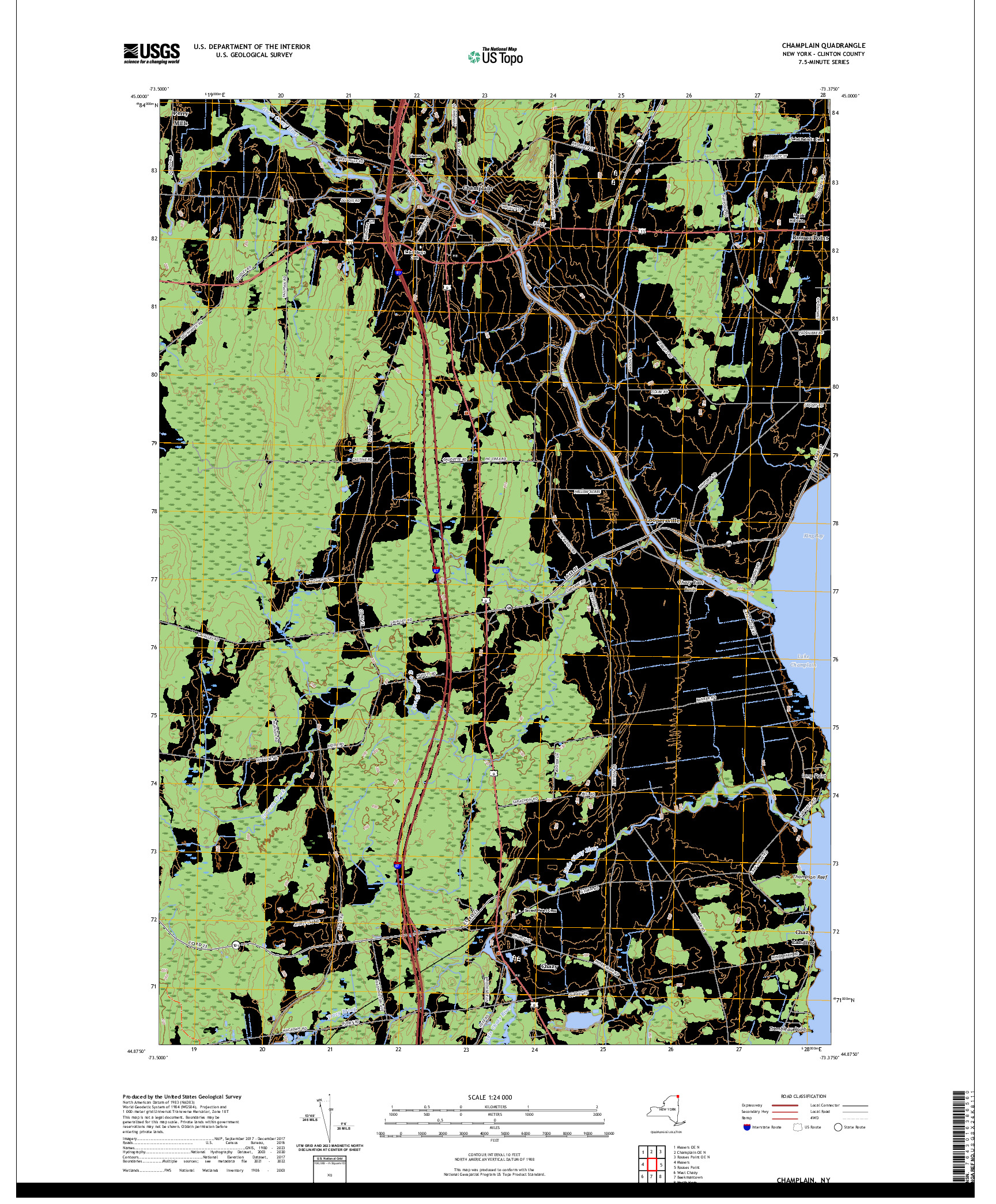 US TOPO 7.5-MINUTE MAP FOR CHAMPLAIN, NY