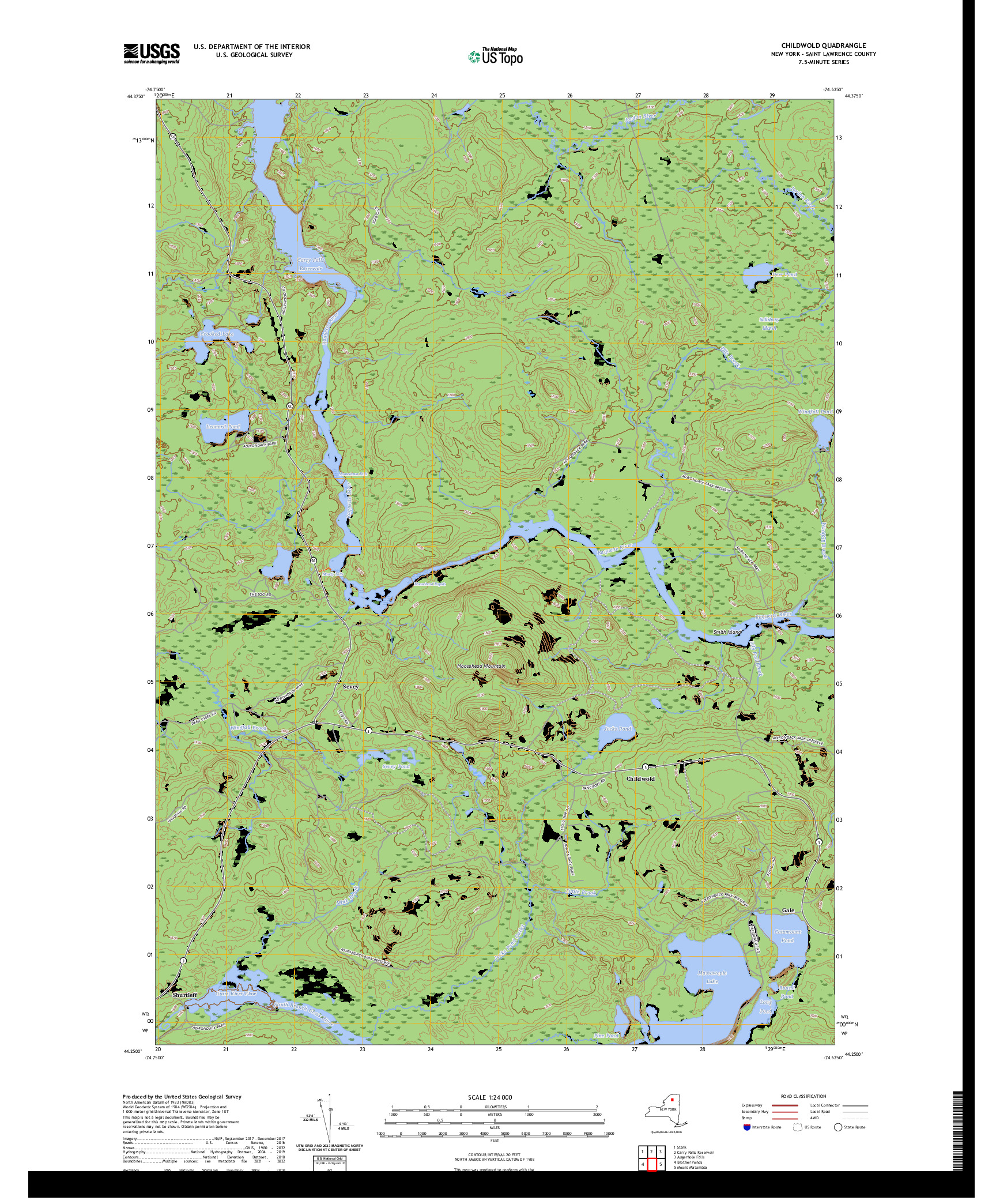 US TOPO 7.5-MINUTE MAP FOR CHILDWOLD, NY