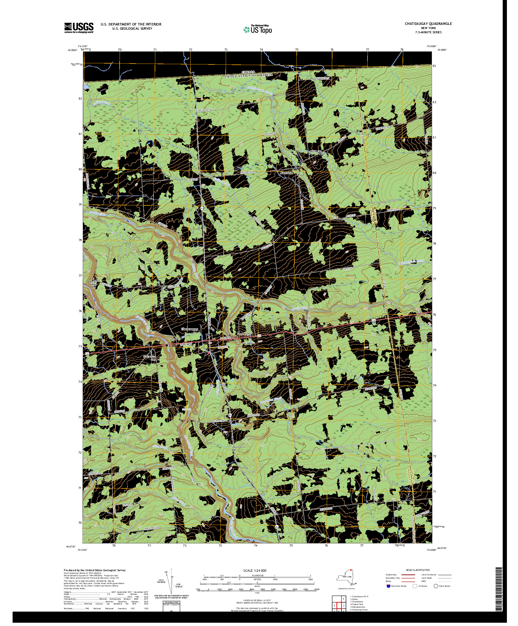 US TOPO 7.5-MINUTE MAP FOR CHATEAUGAY, NY,QC