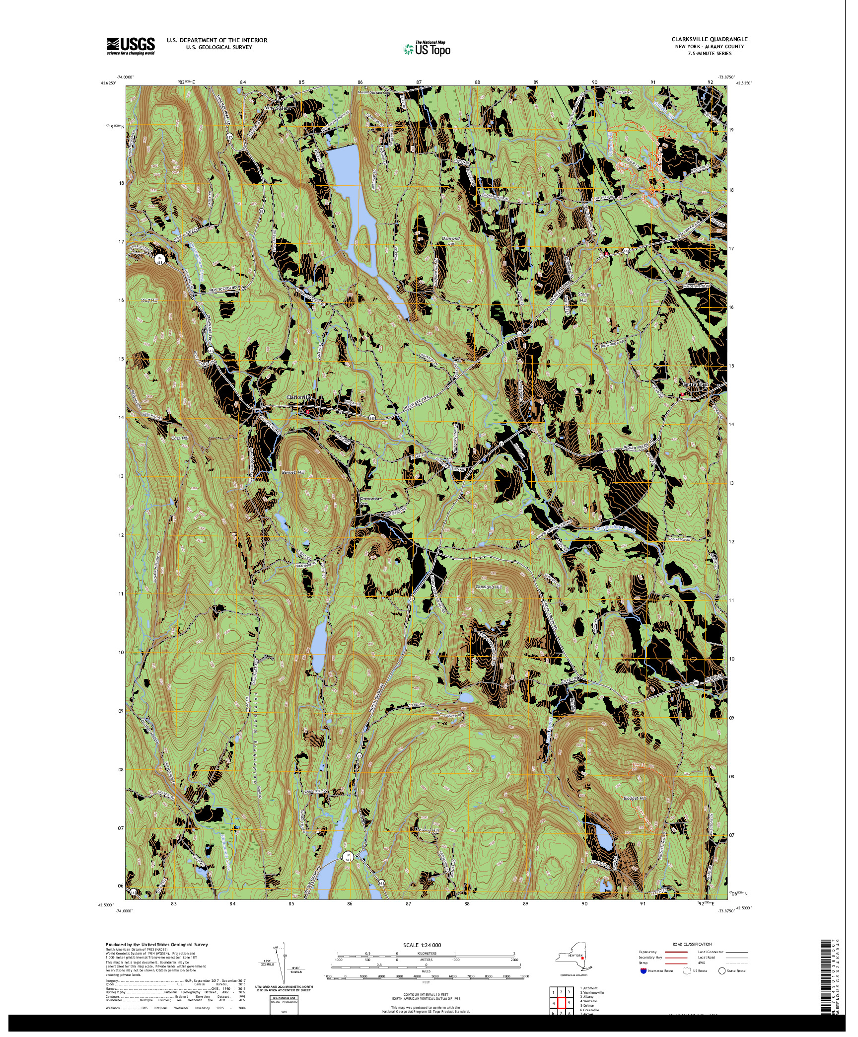 US TOPO 7.5-MINUTE MAP FOR CLARKSVILLE, NY