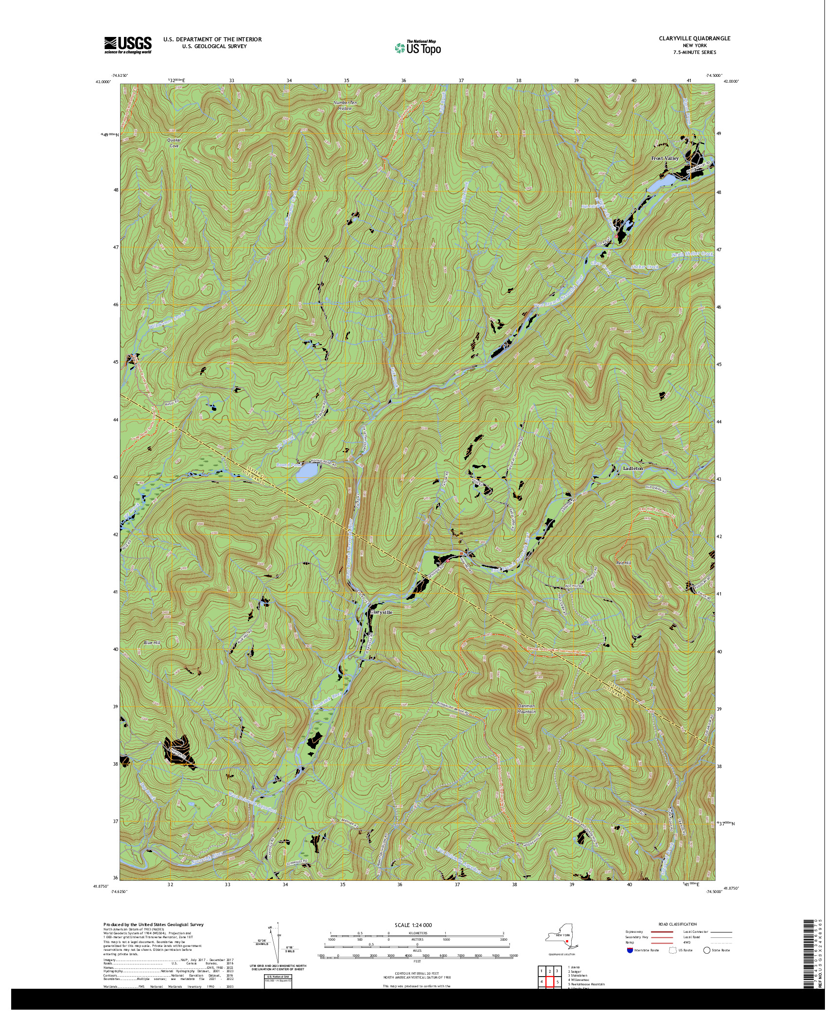 US TOPO 7.5-MINUTE MAP FOR CLARYVILLE, NY