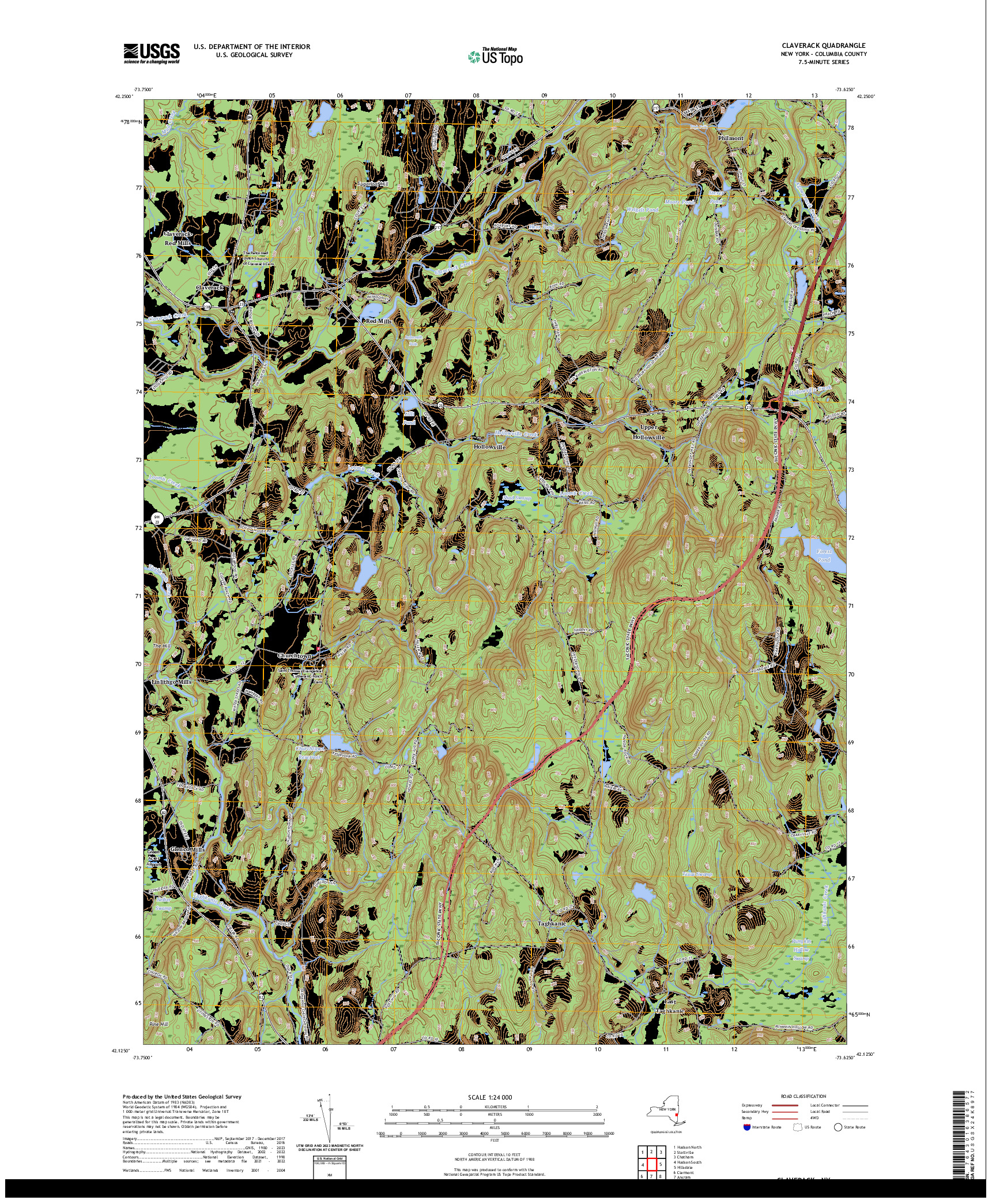 US TOPO 7.5-MINUTE MAP FOR CLAVERACK, NY