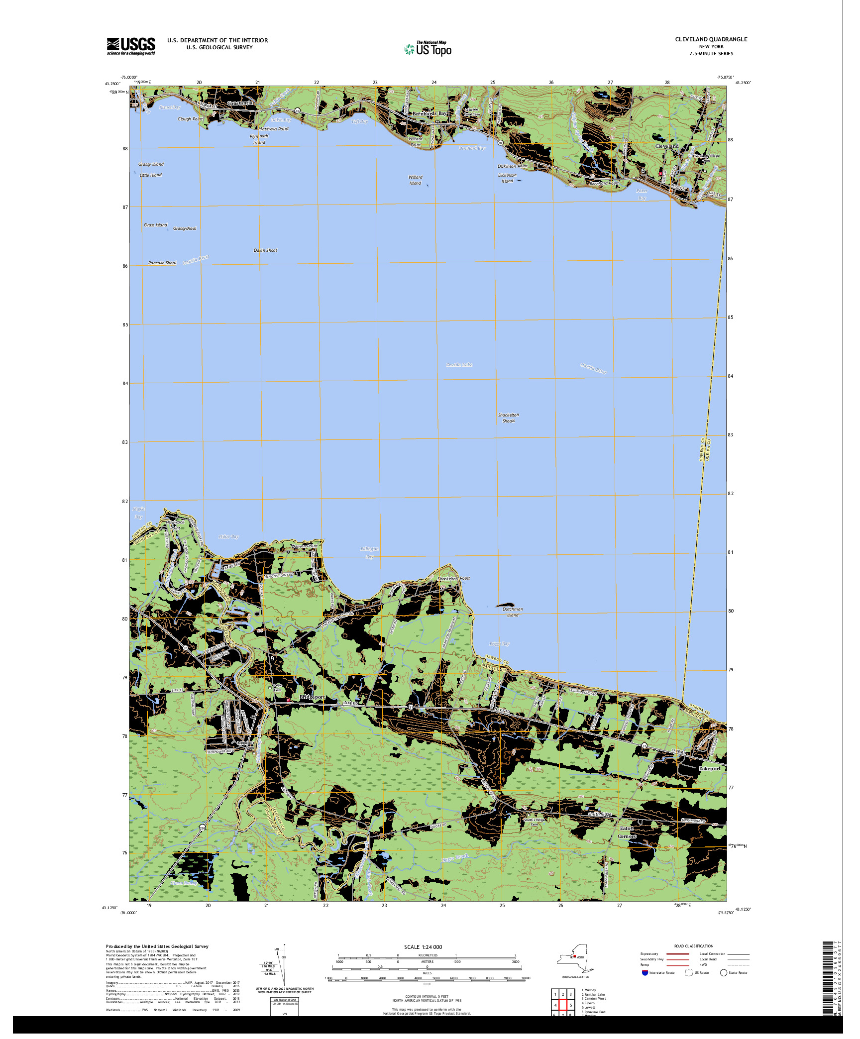 US TOPO 7.5-MINUTE MAP FOR CLEVELAND, NY