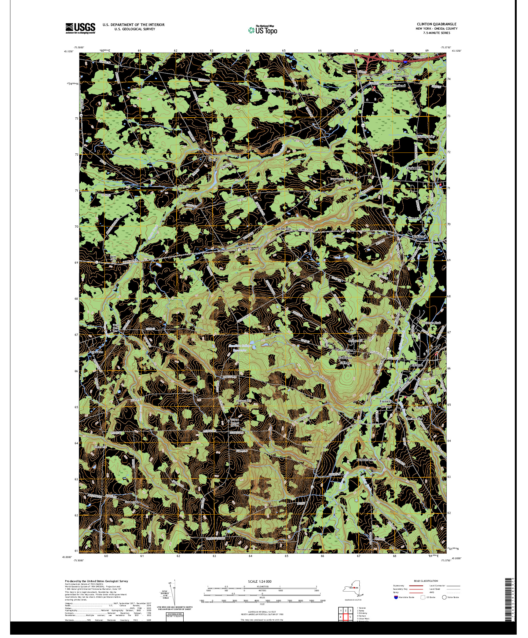 US TOPO 7.5-MINUTE MAP FOR CLINTON, NY