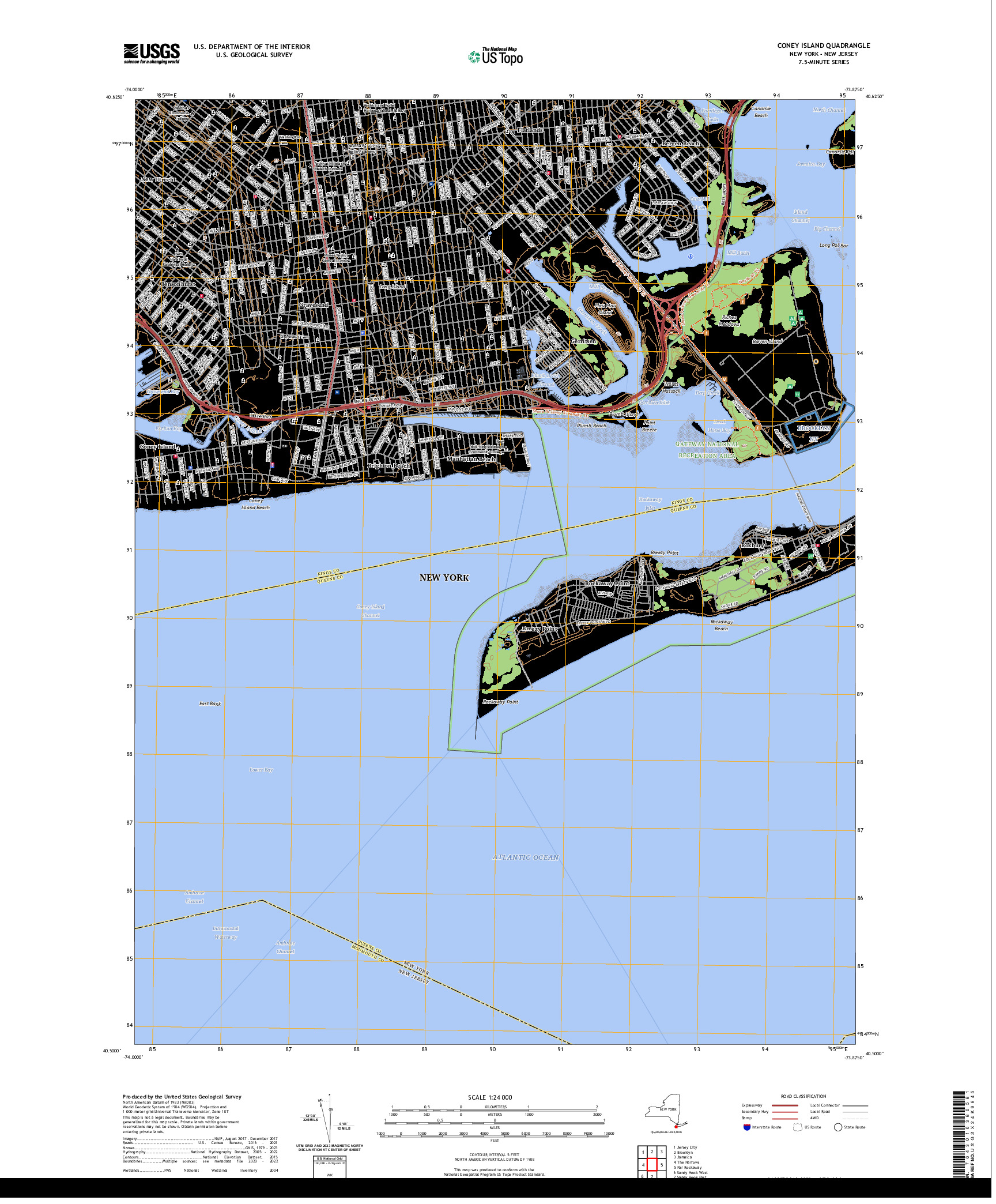 US TOPO 7.5-MINUTE MAP FOR CONEY ISLAND, NY,NJ