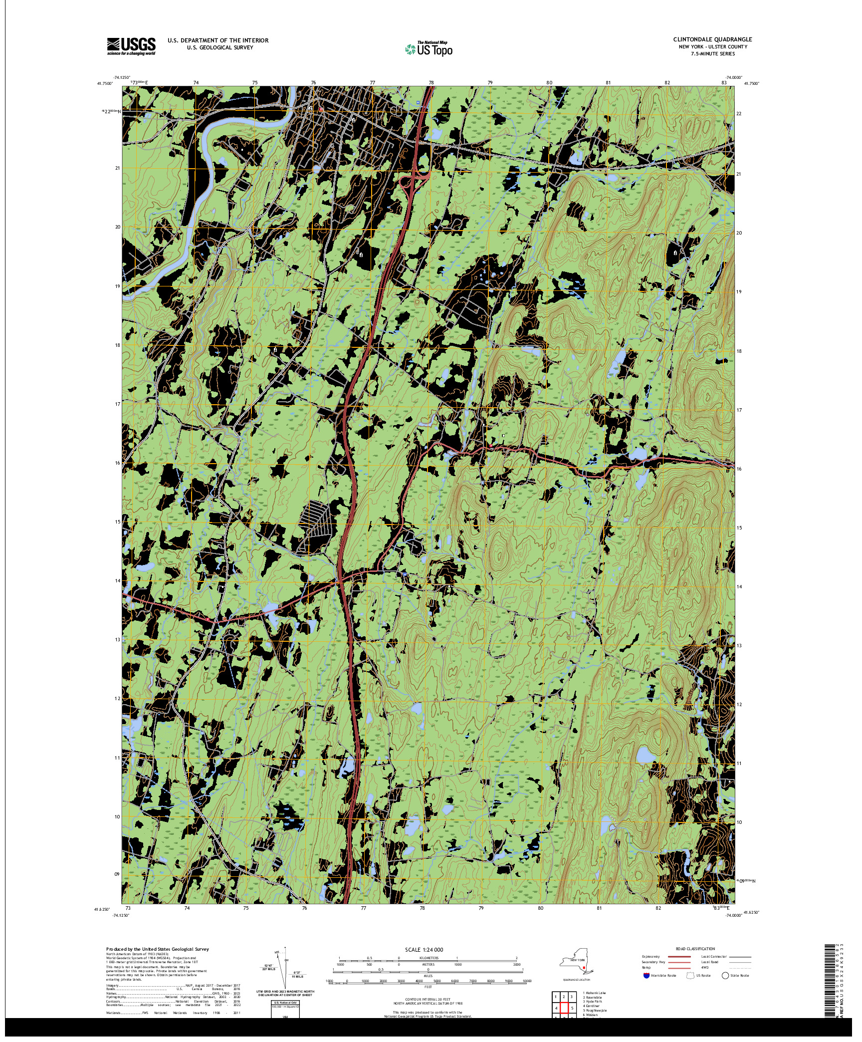 US TOPO 7.5-MINUTE MAP FOR CLINTONDALE, NY