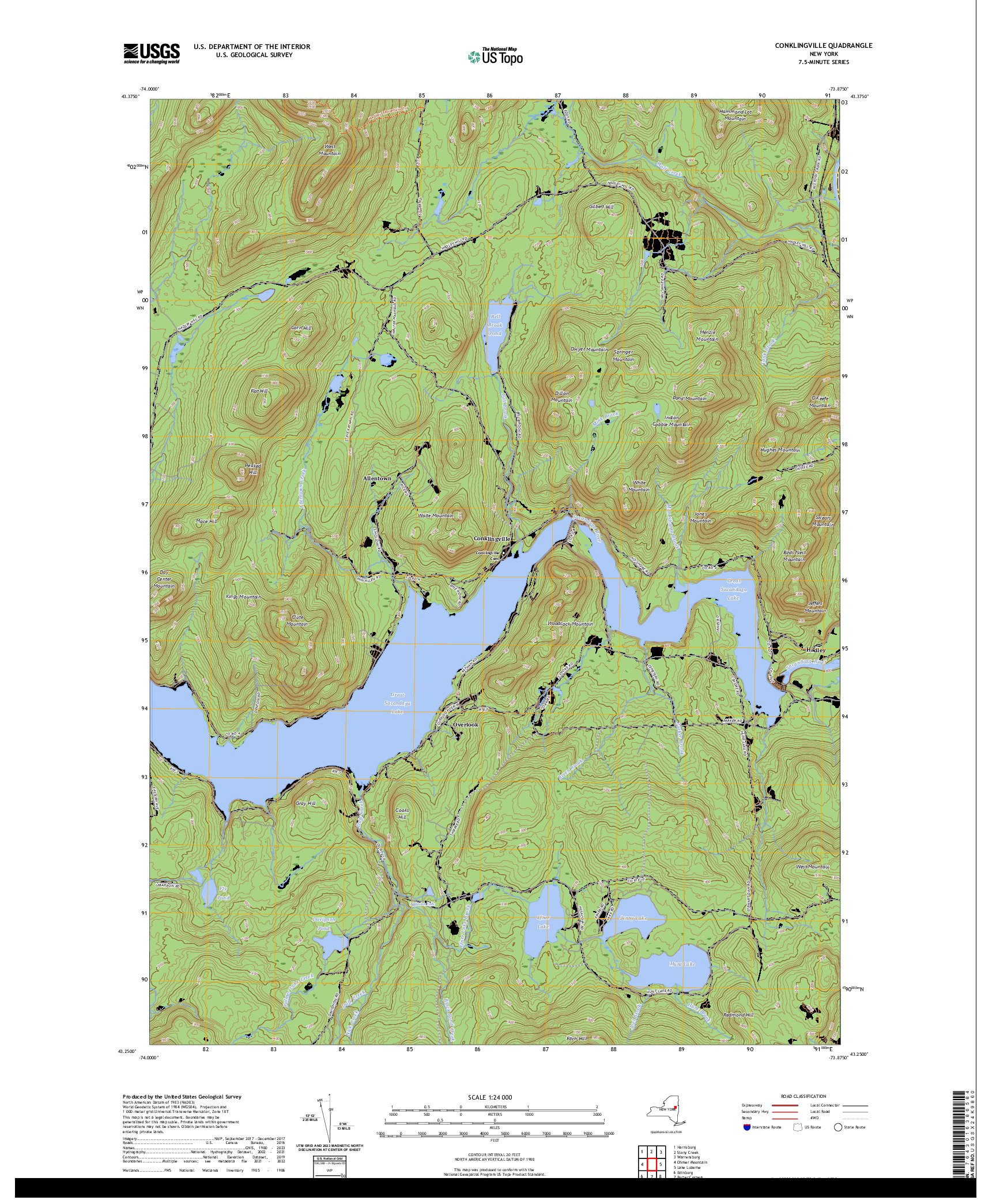 US TOPO 7.5-MINUTE MAP FOR CONKLINGVILLE, NY