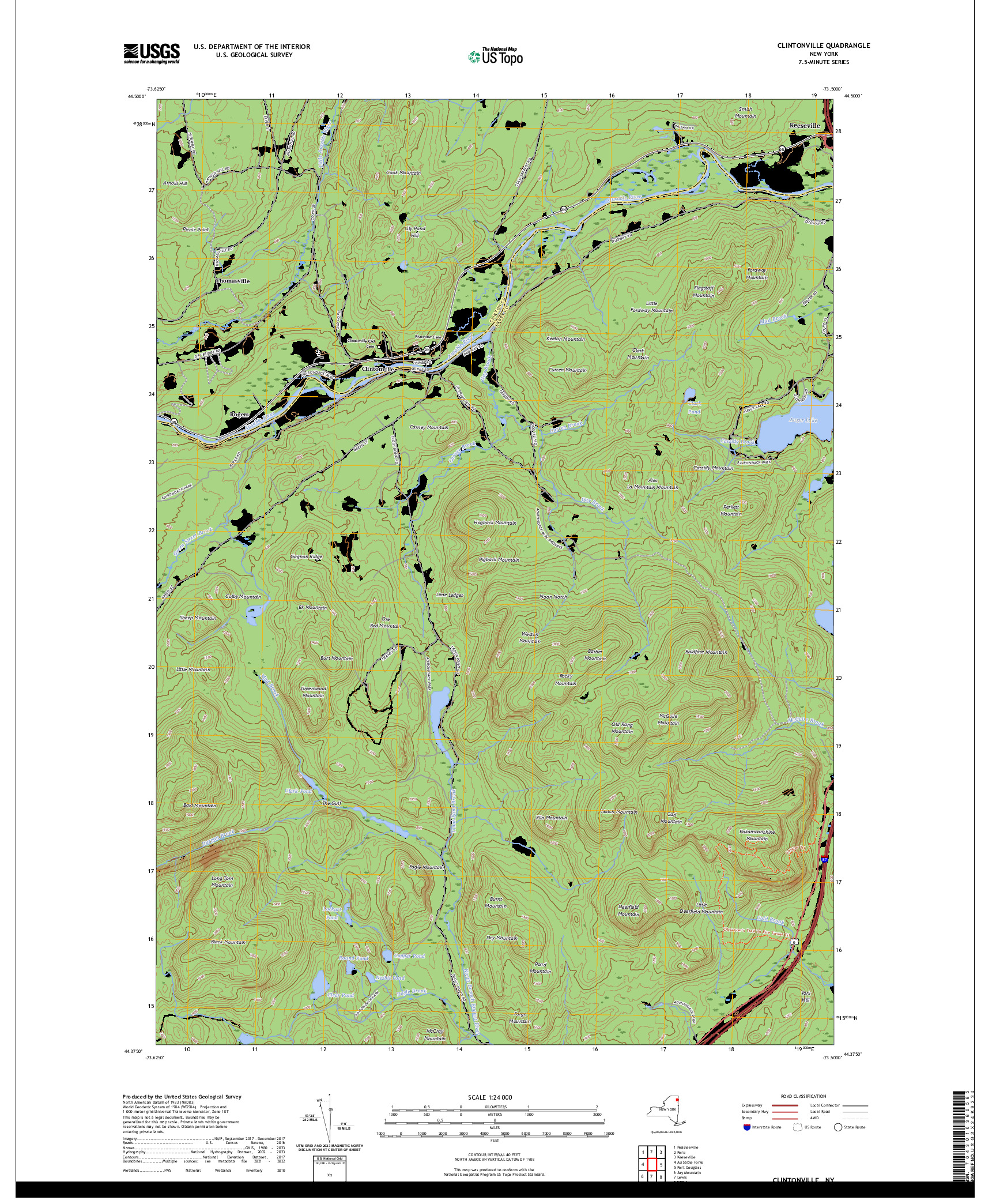 US TOPO 7.5-MINUTE MAP FOR CLINTONVILLE, NY