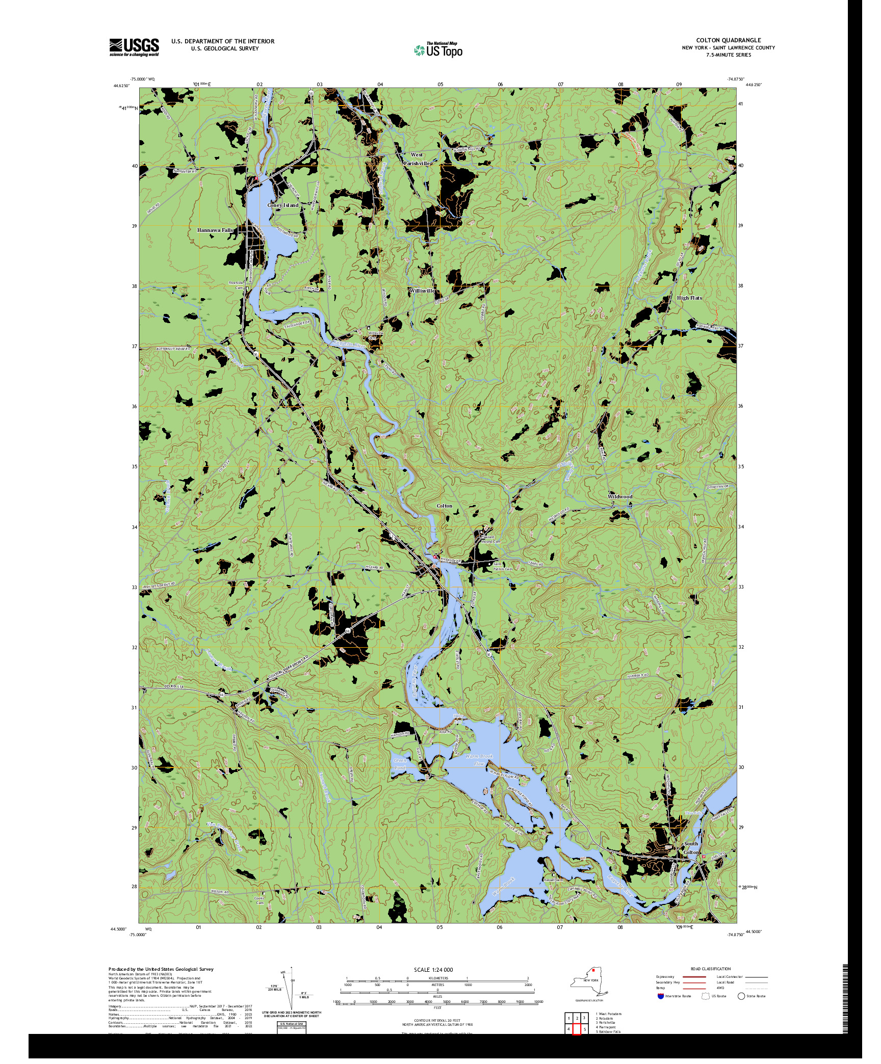 US TOPO 7.5-MINUTE MAP FOR COLTON, NY