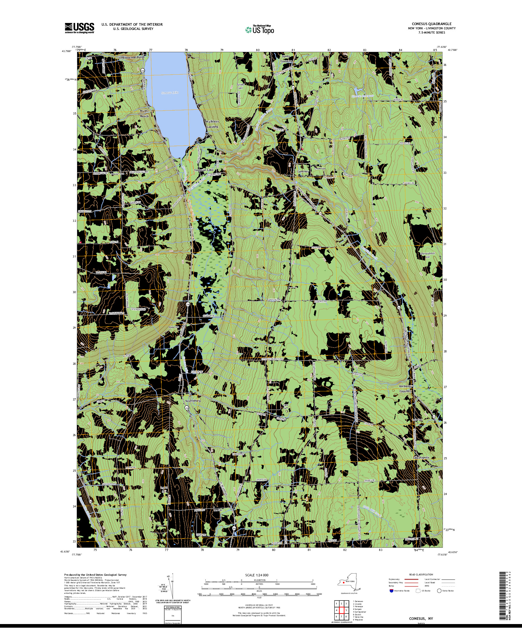 US TOPO 7.5-MINUTE MAP FOR CONESUS, NY