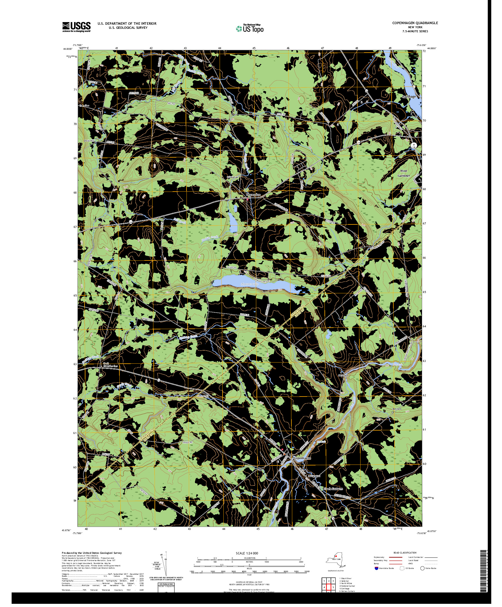 US TOPO 7.5-MINUTE MAP FOR COPENHAGEN, NY