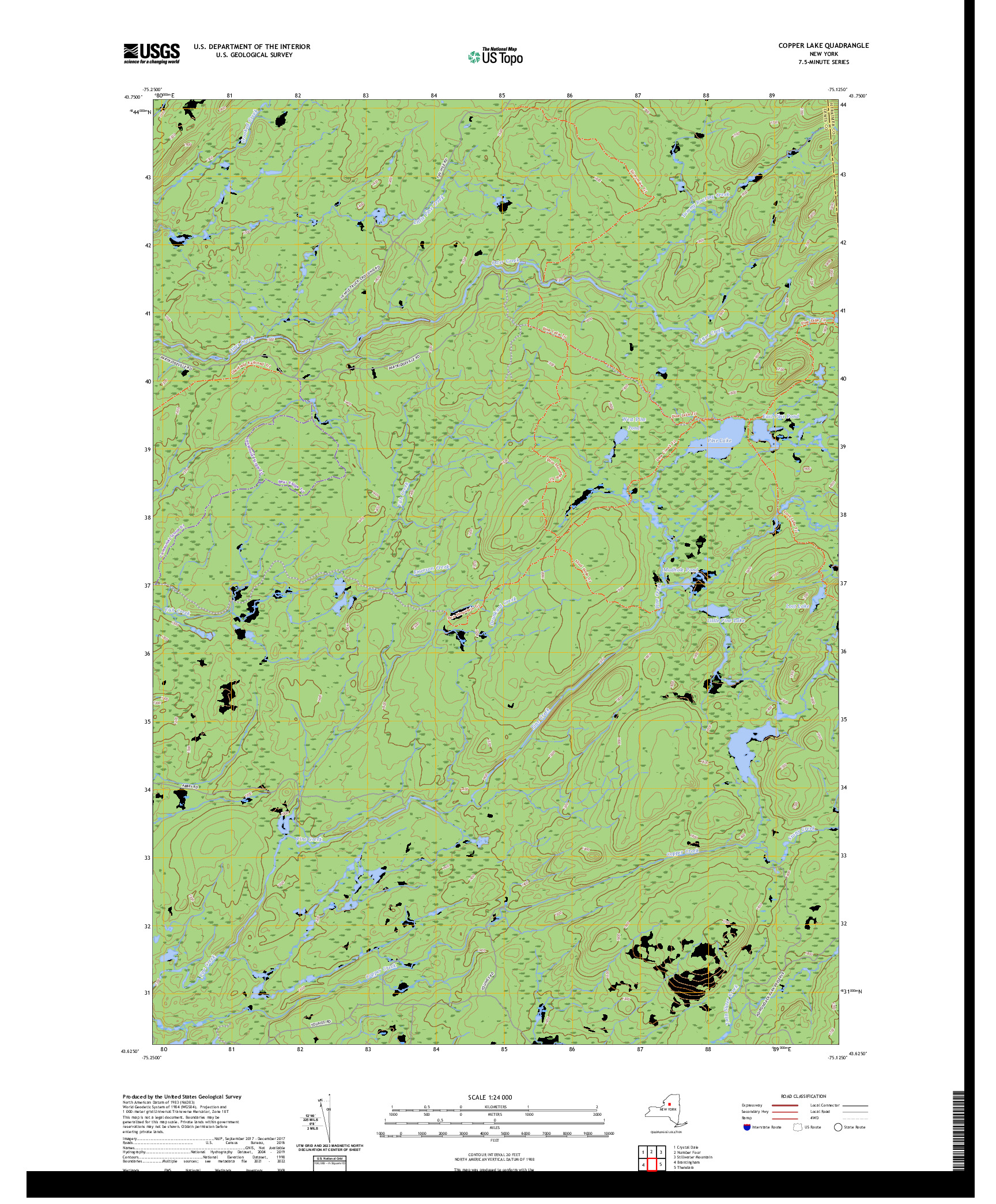 US TOPO 7.5-MINUTE MAP FOR COPPER LAKE, NY