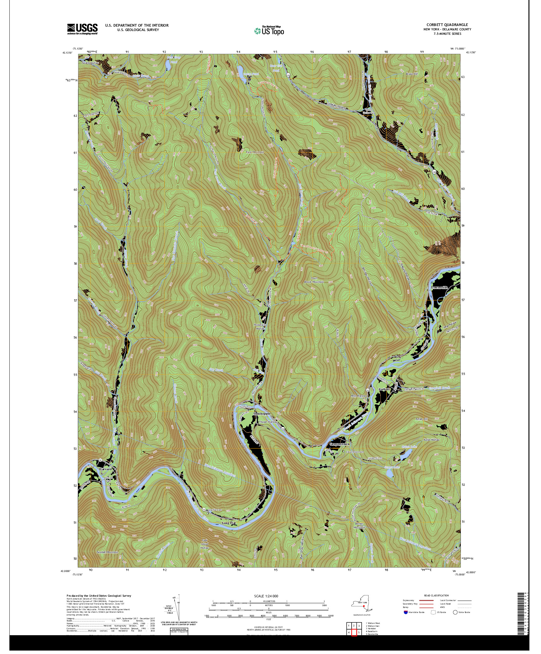 US TOPO 7.5-MINUTE MAP FOR CORBETT, NY