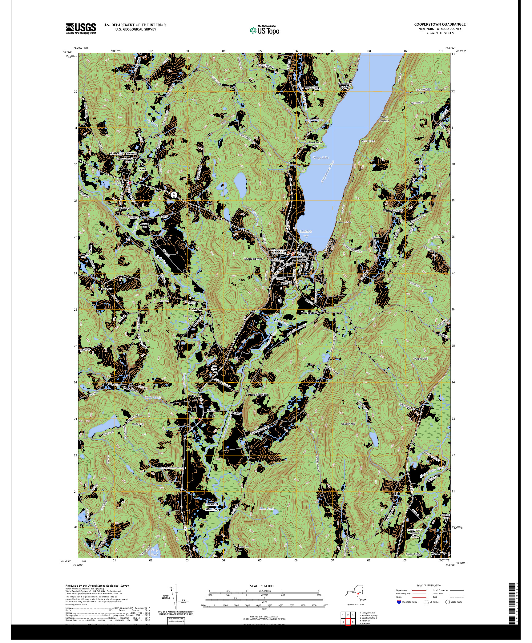 US TOPO 7.5-MINUTE MAP FOR COOPERSTOWN, NY