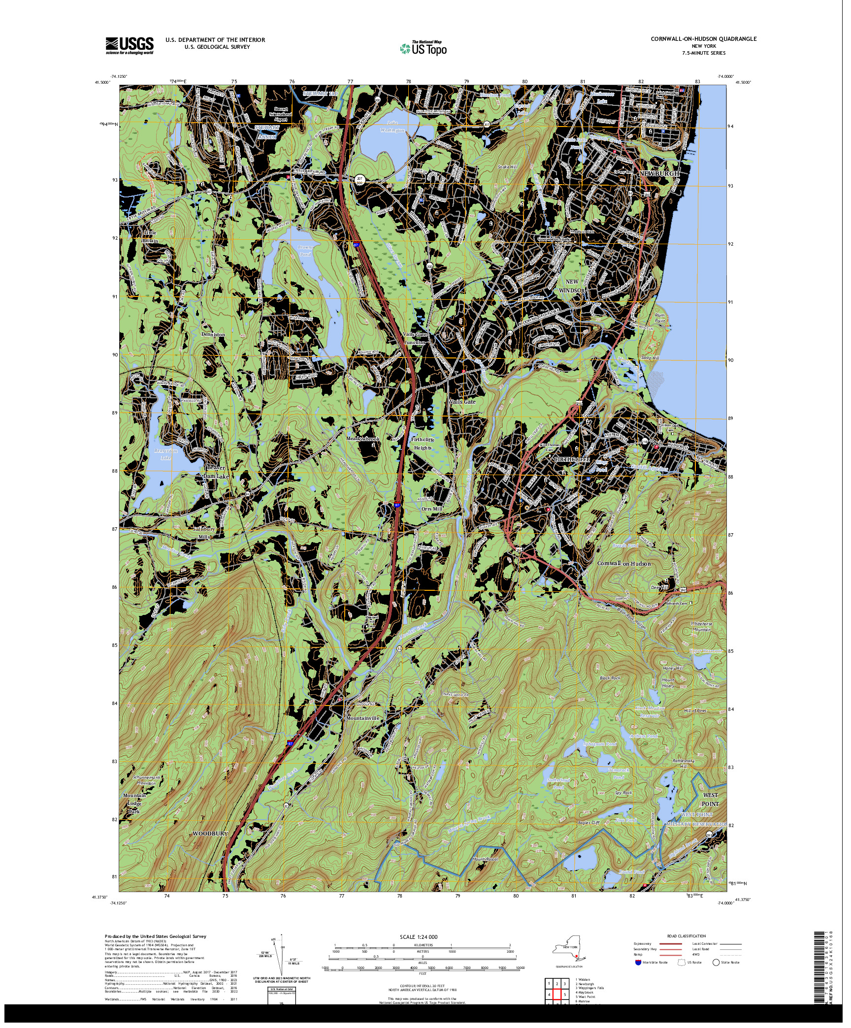 US TOPO 7.5-MINUTE MAP FOR CORNWALL-ON-HUDSON, NY