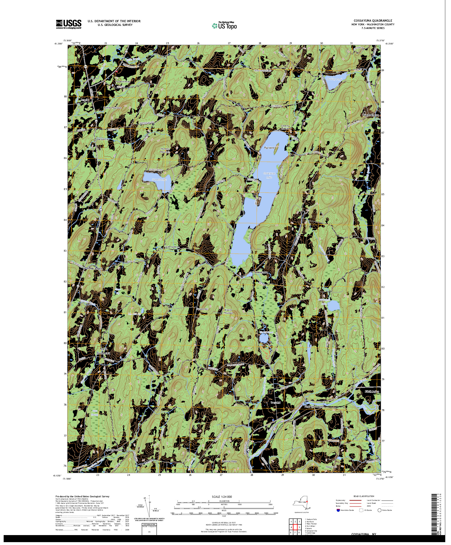 US TOPO 7.5-MINUTE MAP FOR COSSAYUNA, NY