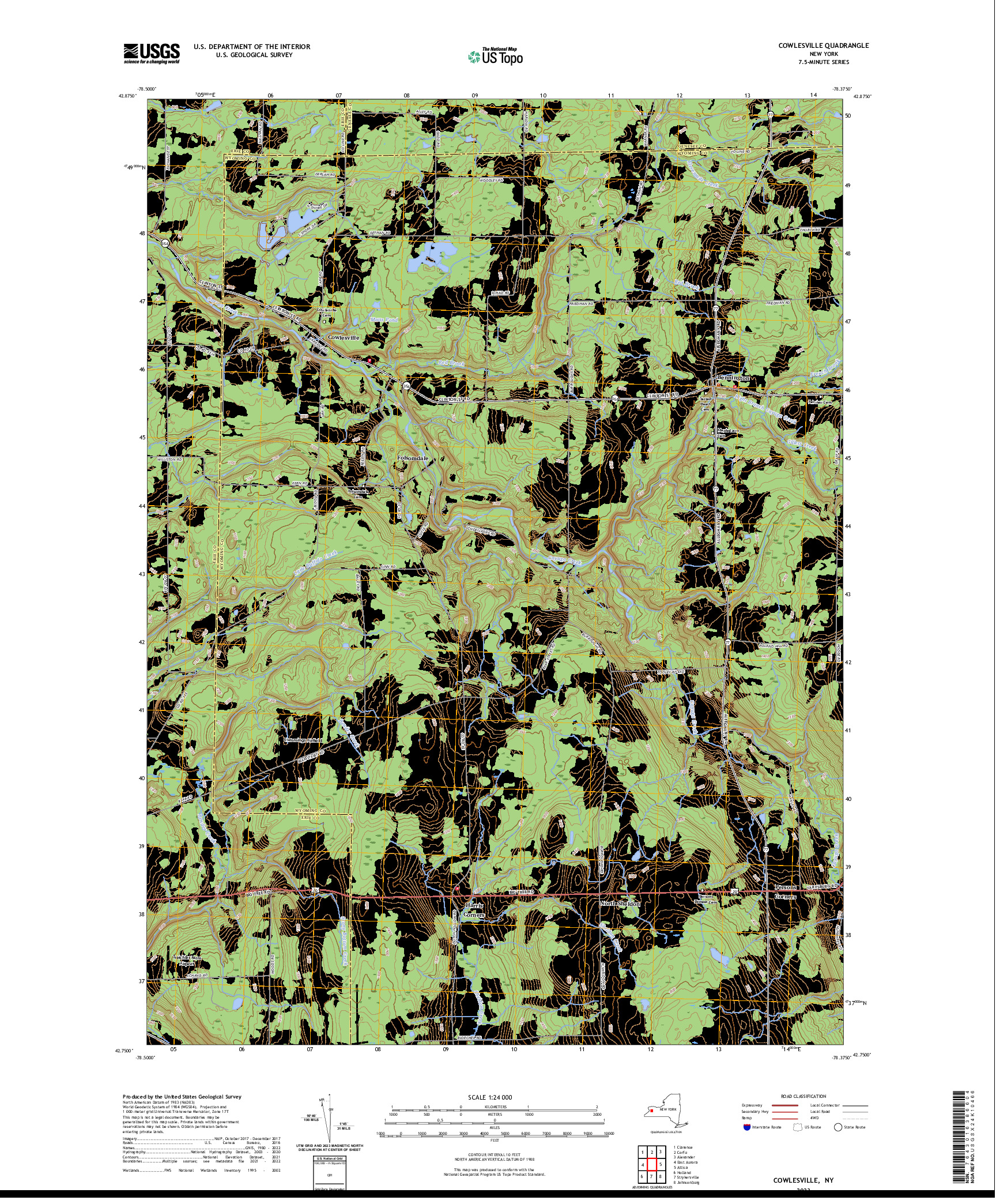 US TOPO 7.5-MINUTE MAP FOR COWLESVILLE, NY