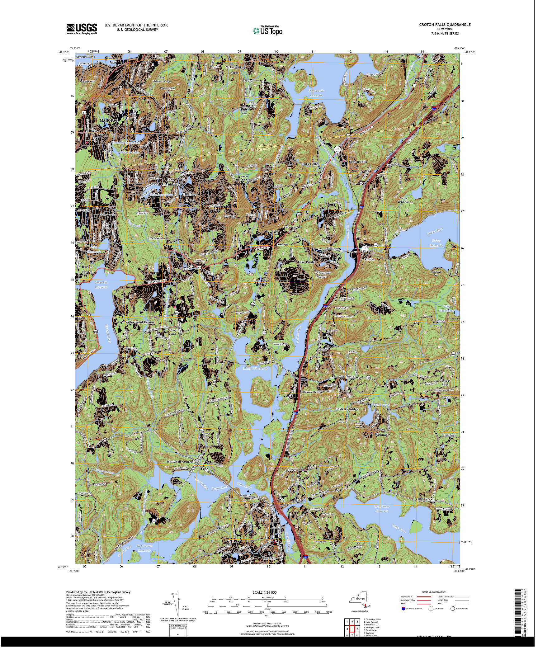 US TOPO 7.5-MINUTE MAP FOR CROTON FALLS, NY