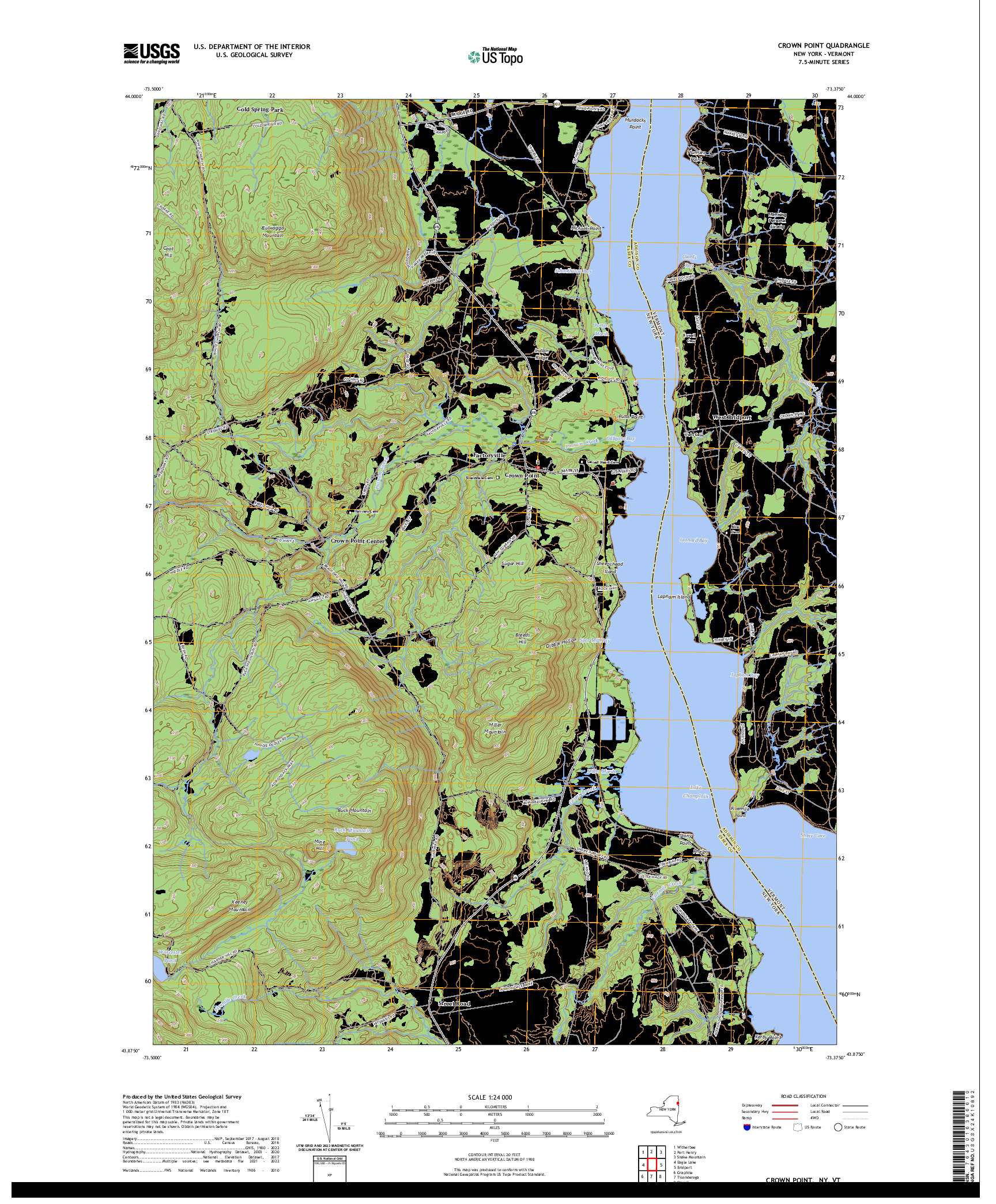 US TOPO 7.5-MINUTE MAP FOR CROWN POINT, NY,VT