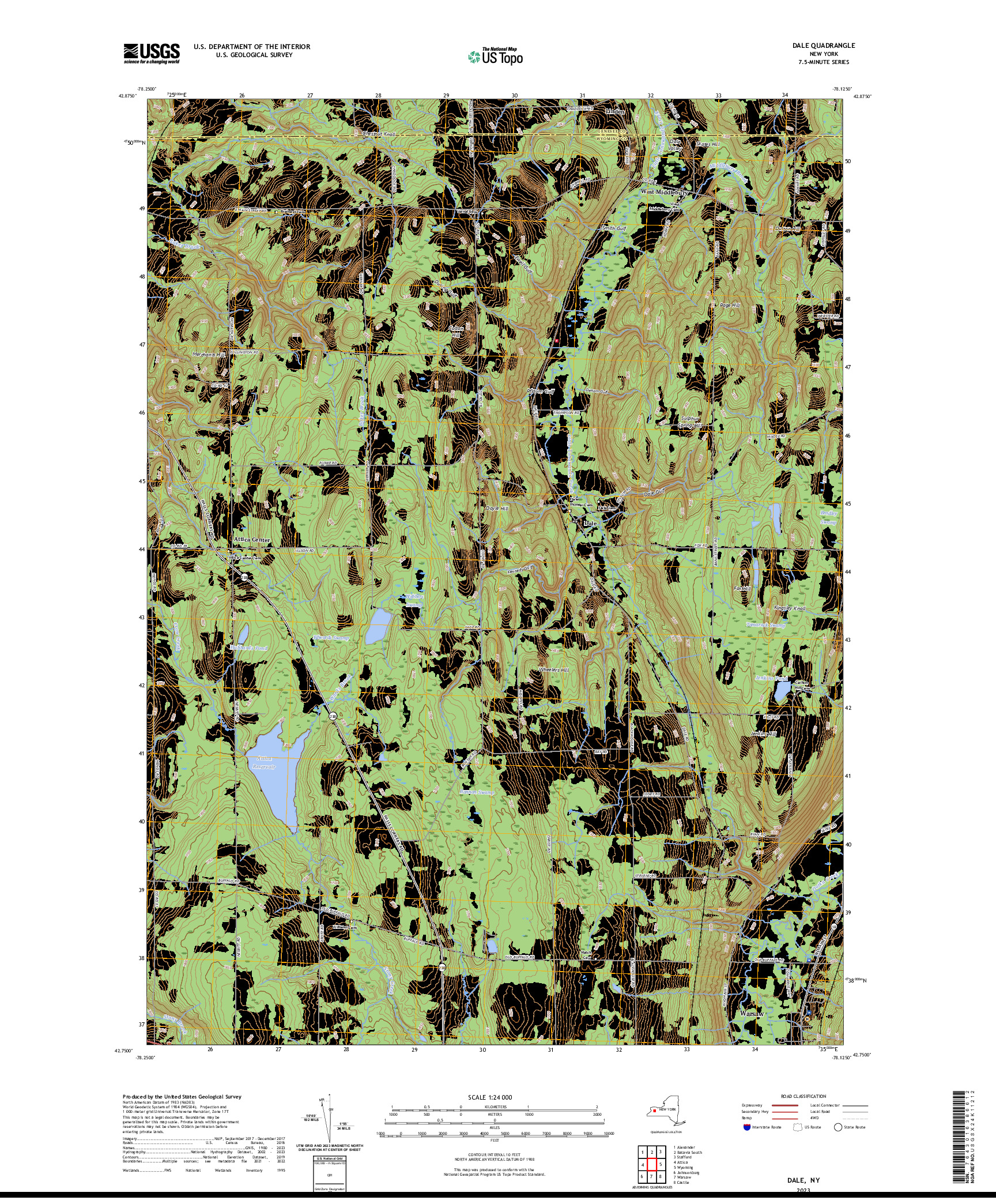 US TOPO 7.5-MINUTE MAP FOR DALE, NY