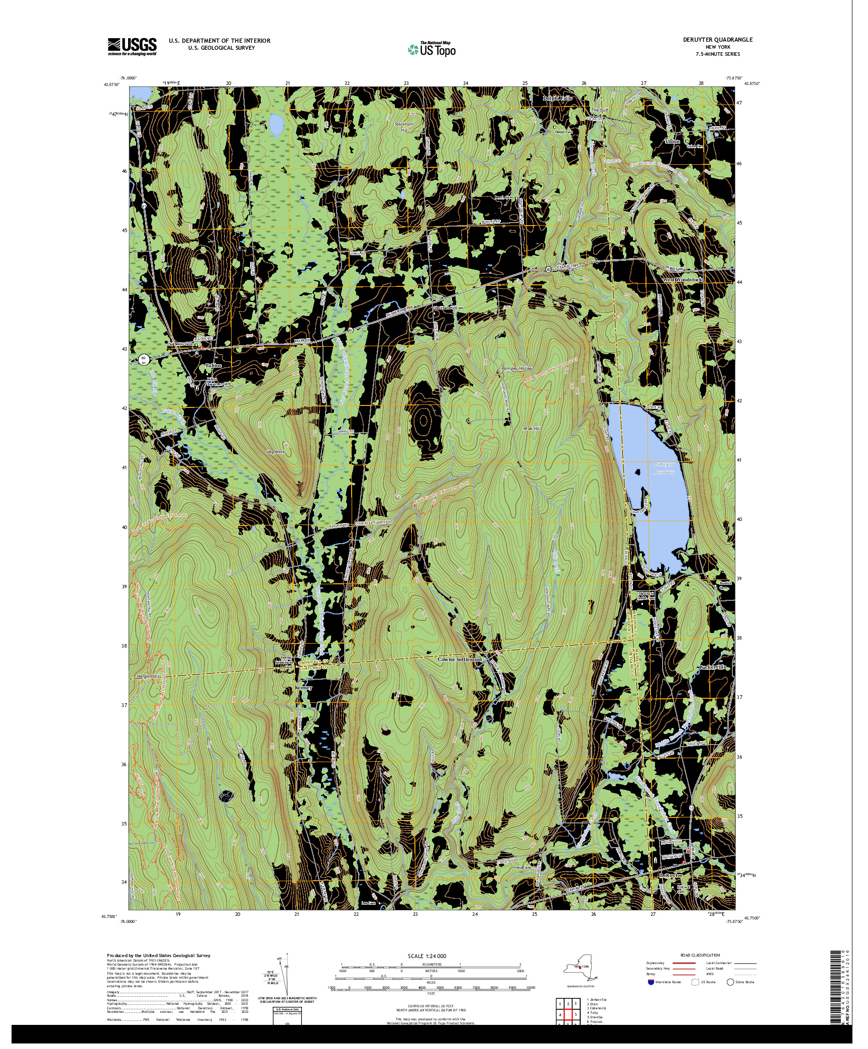 US TOPO 7.5-MINUTE MAP FOR DERUYTER, NY