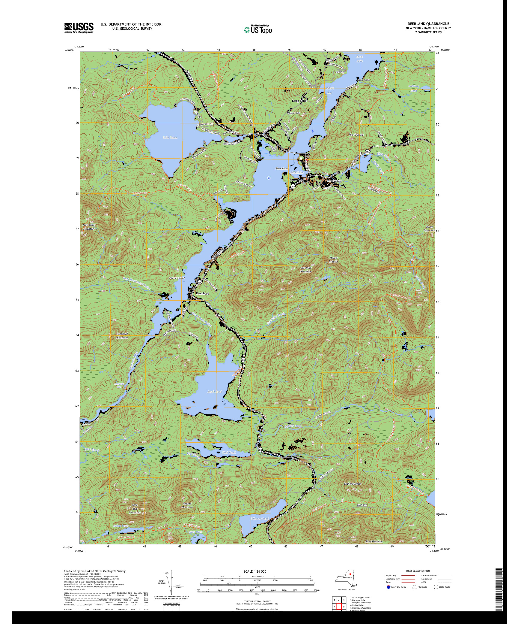 US TOPO 7.5-MINUTE MAP FOR DEERLAND, NY