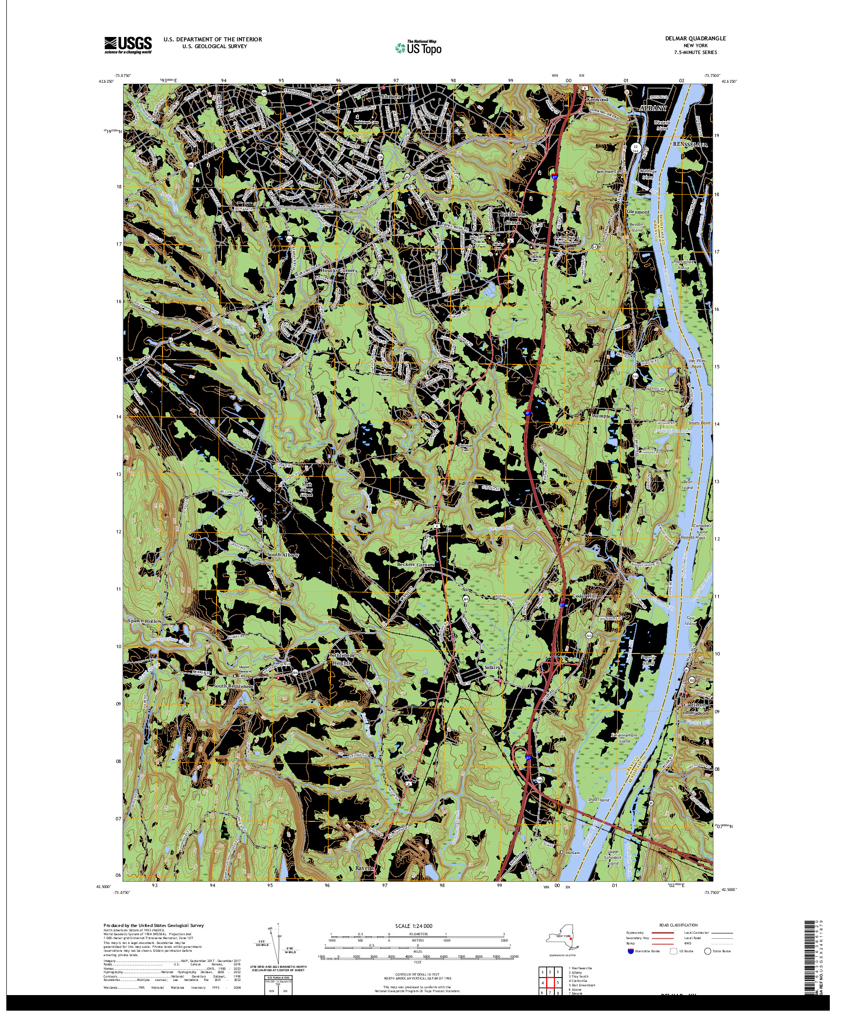 US TOPO 7.5-MINUTE MAP FOR DELMAR, NY