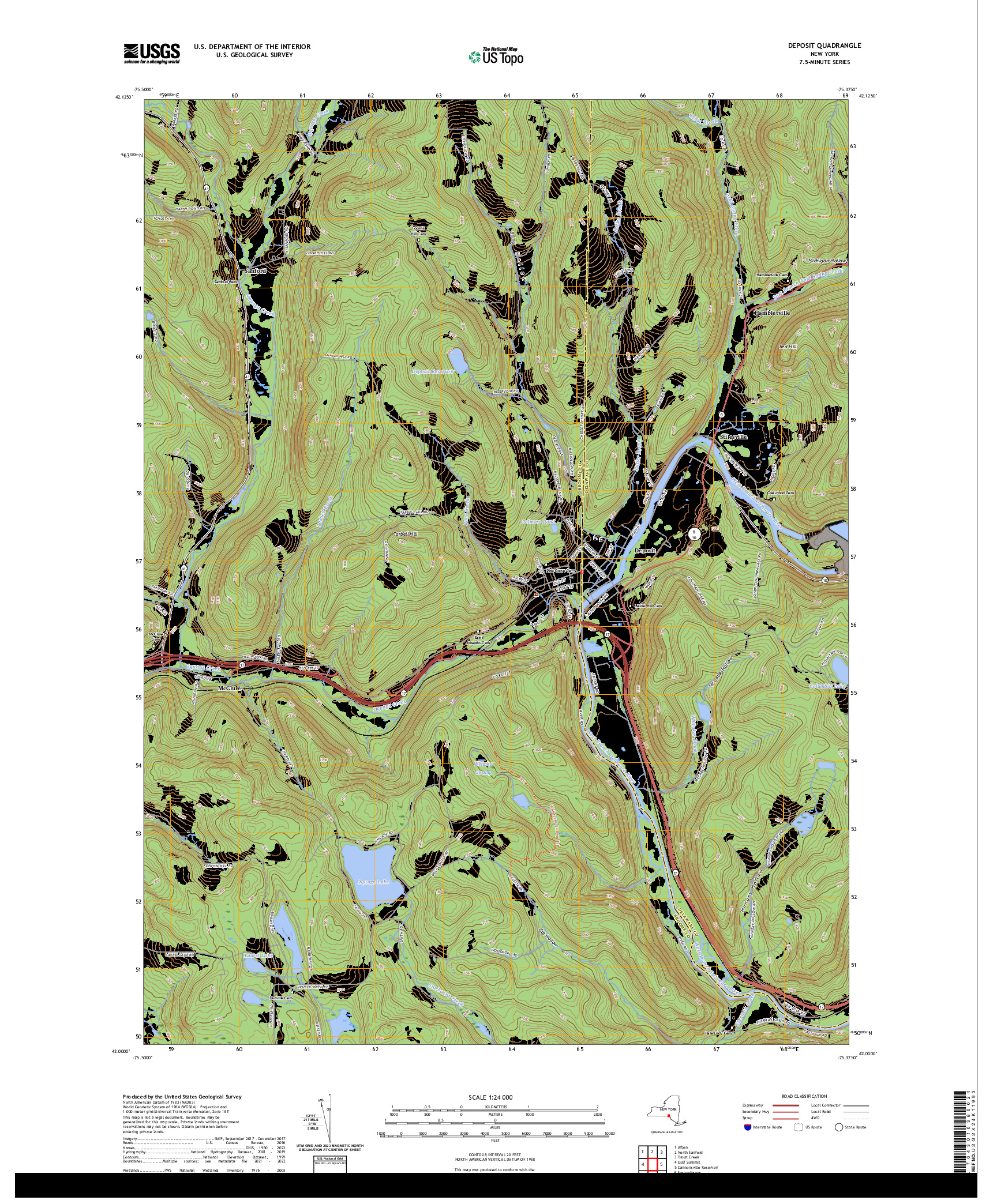 US TOPO 7.5-MINUTE MAP FOR DEPOSIT, NY