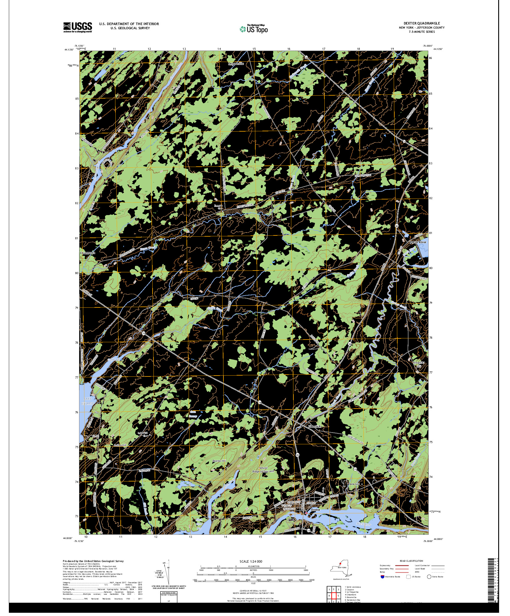 US TOPO 7.5-MINUTE MAP FOR DEXTER, NY