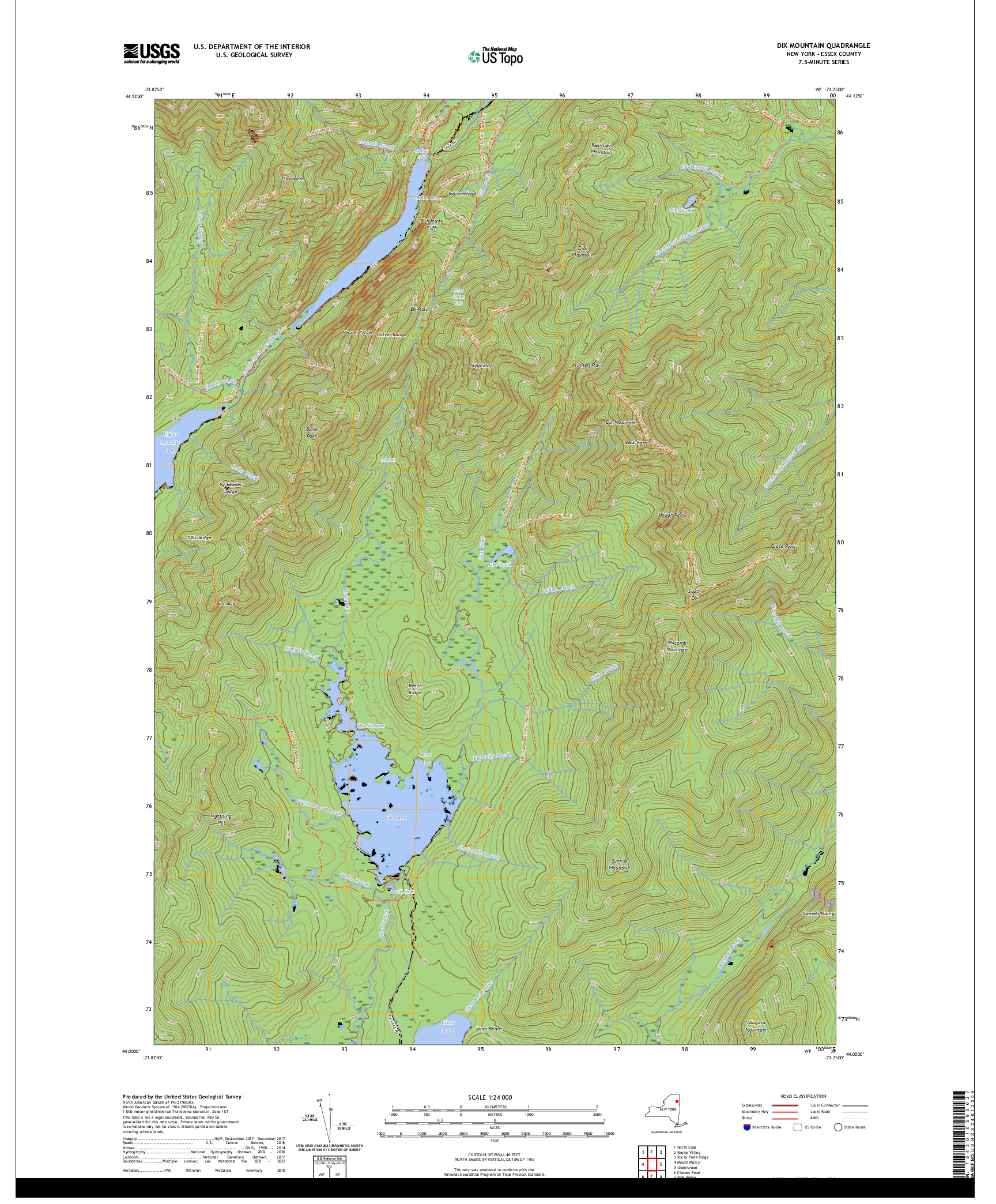 US TOPO 7.5-MINUTE MAP FOR DIX MOUNTAIN, NY