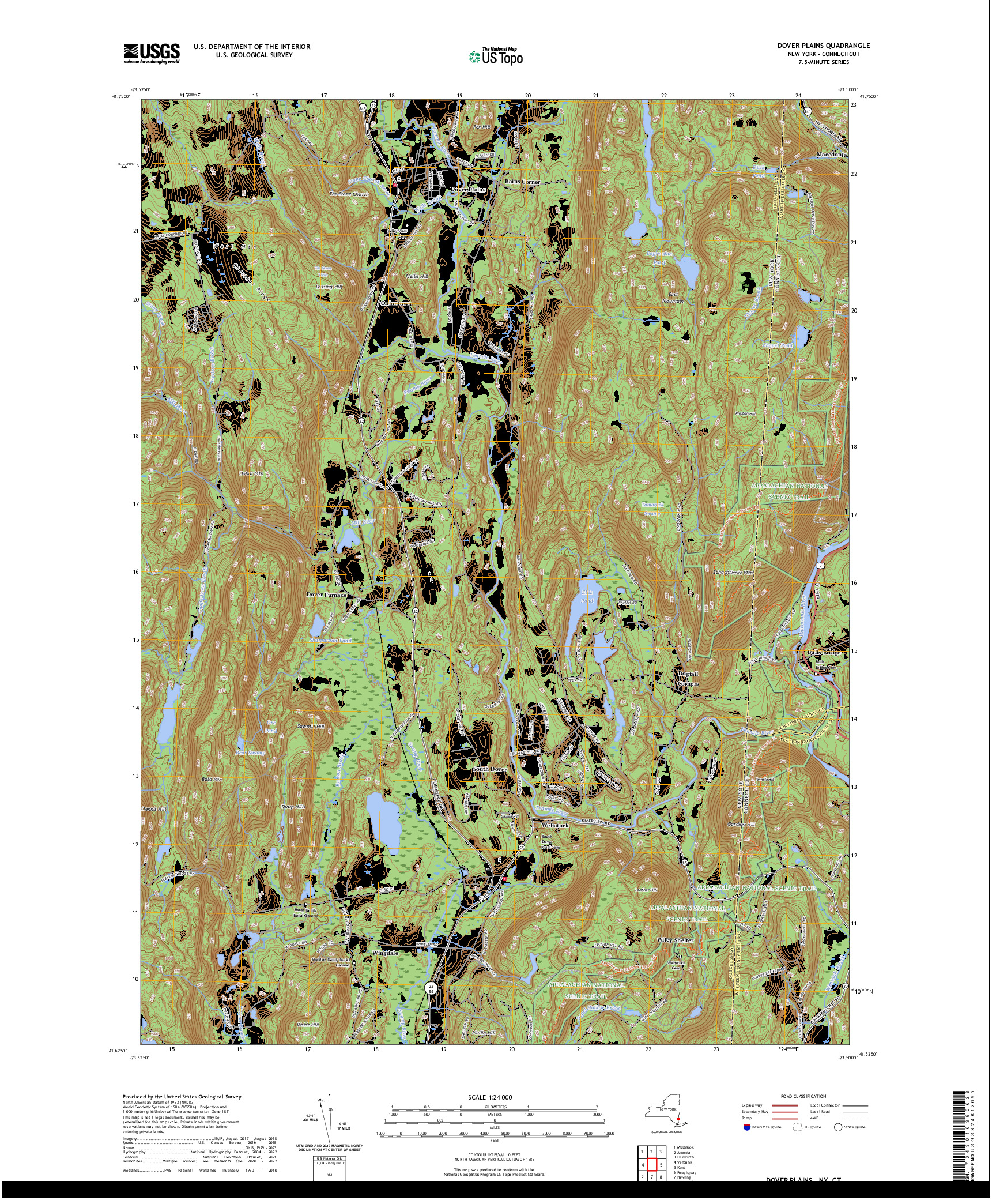 US TOPO 7.5-MINUTE MAP FOR DOVER PLAINS, NY,CT