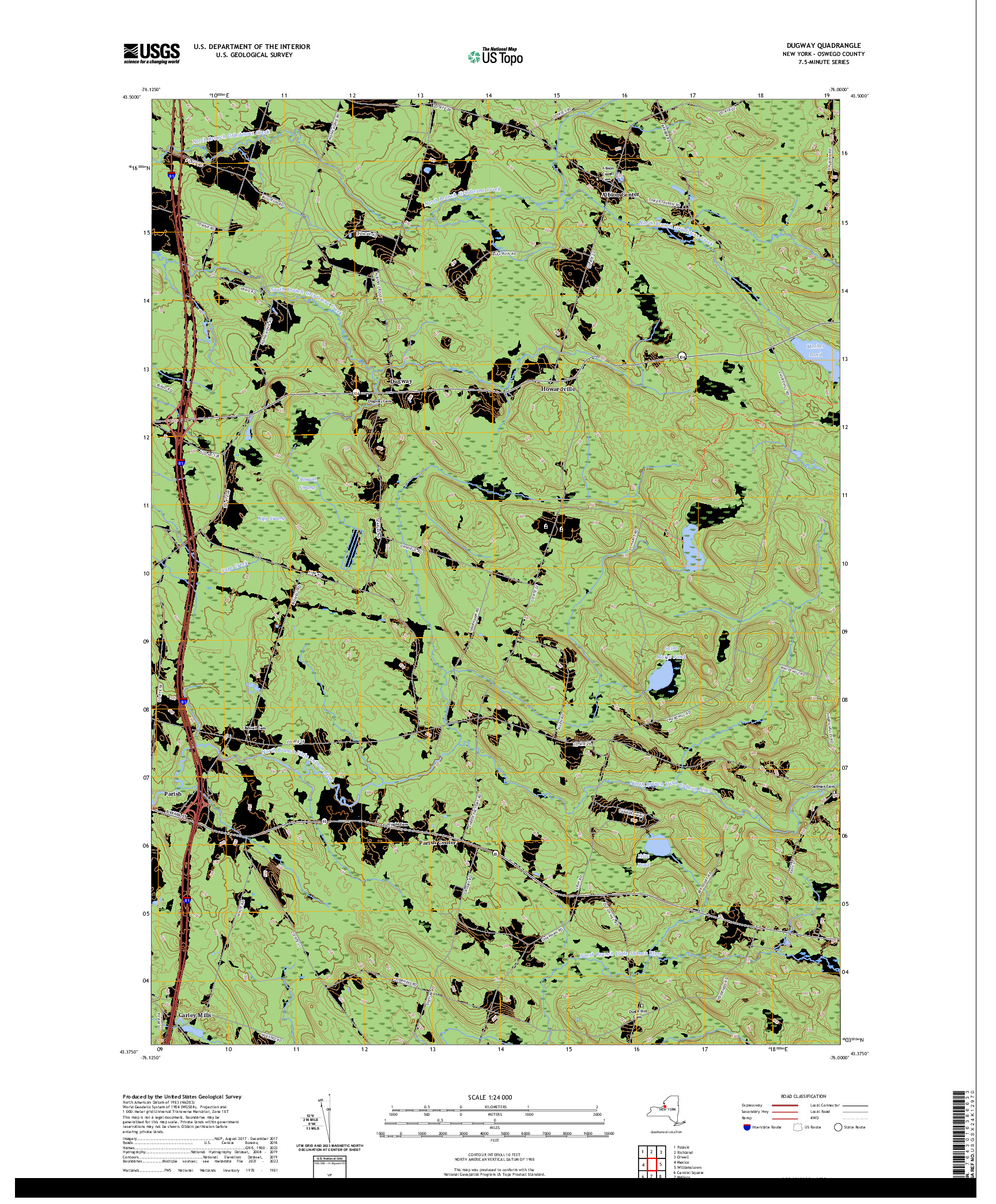 US TOPO 7.5-MINUTE MAP FOR DUGWAY, NY