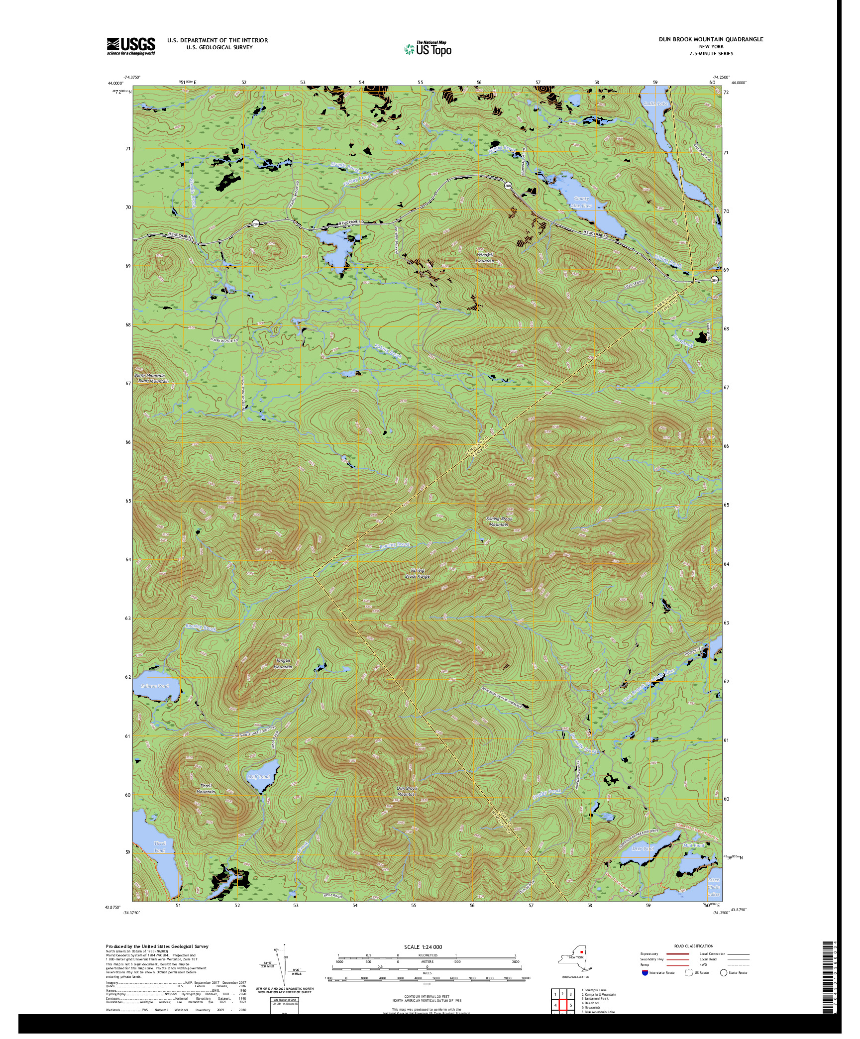 US TOPO 7.5-MINUTE MAP FOR DUN BROOK MOUNTAIN, NY