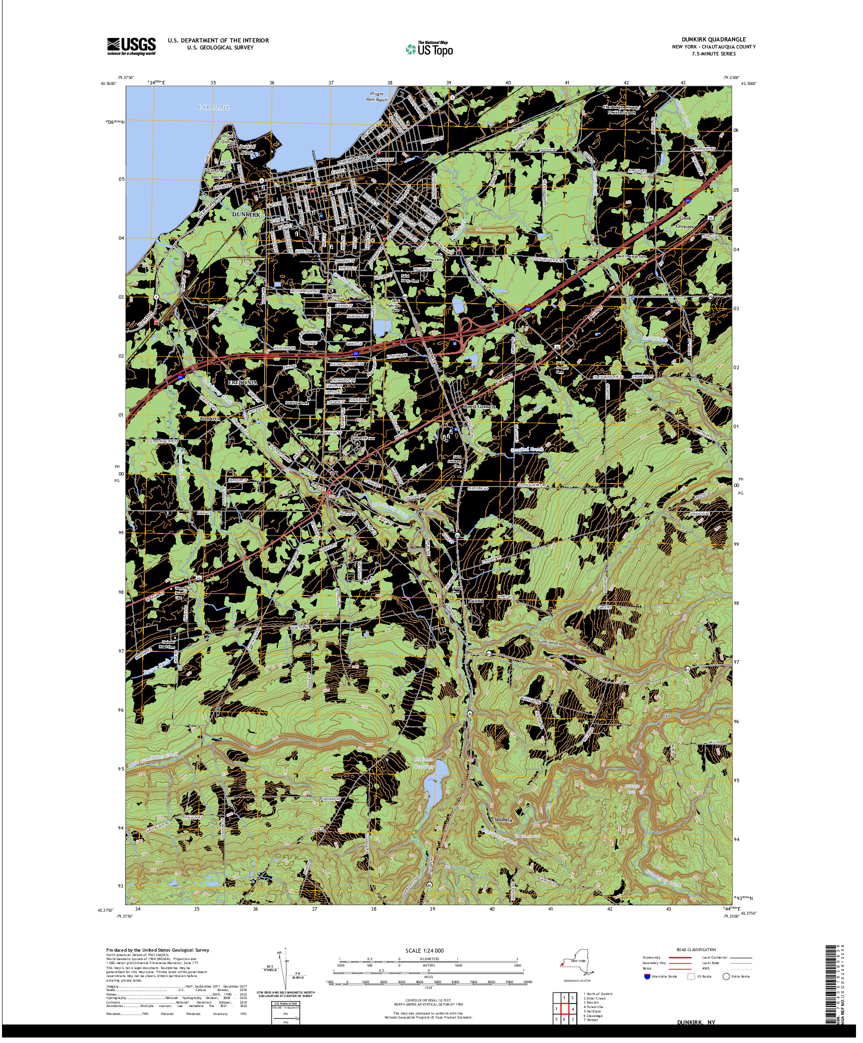 US TOPO 7.5-MINUTE MAP FOR DUNKIRK, NY