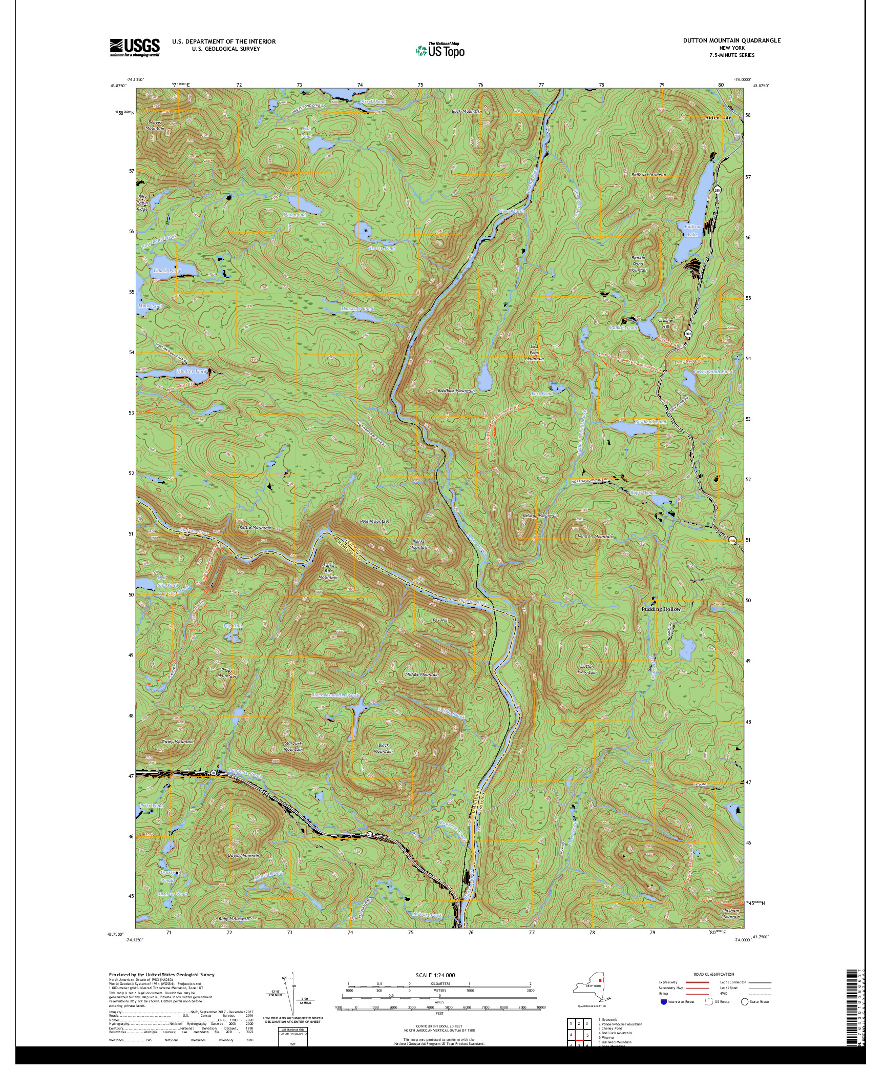 US TOPO 7.5-MINUTE MAP FOR DUTTON MOUNTAIN, NY