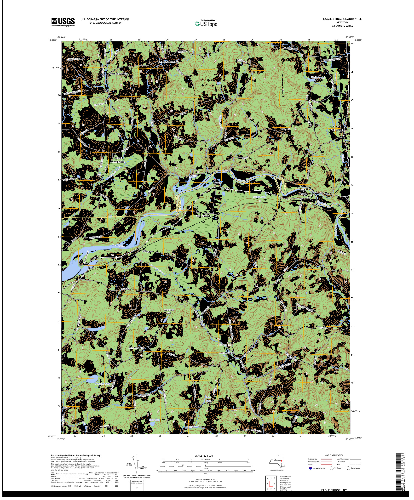 US TOPO 7.5-MINUTE MAP FOR EAGLE BRIDGE, NY