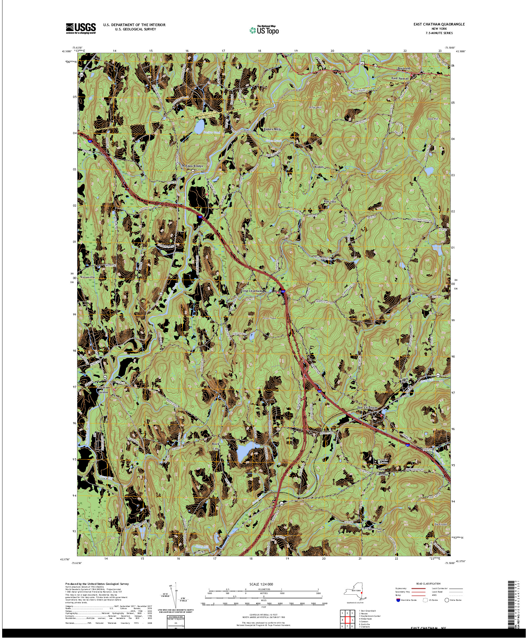 US TOPO 7.5-MINUTE MAP FOR EAST CHATHAM, NY