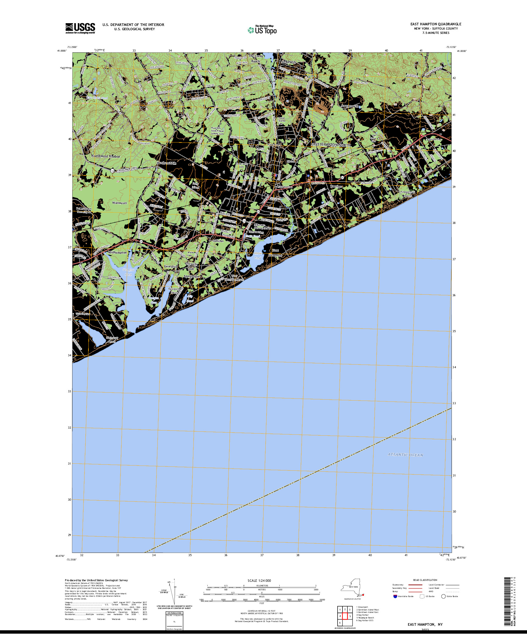 US TOPO 7.5-MINUTE MAP FOR EAST HAMPTON, NY