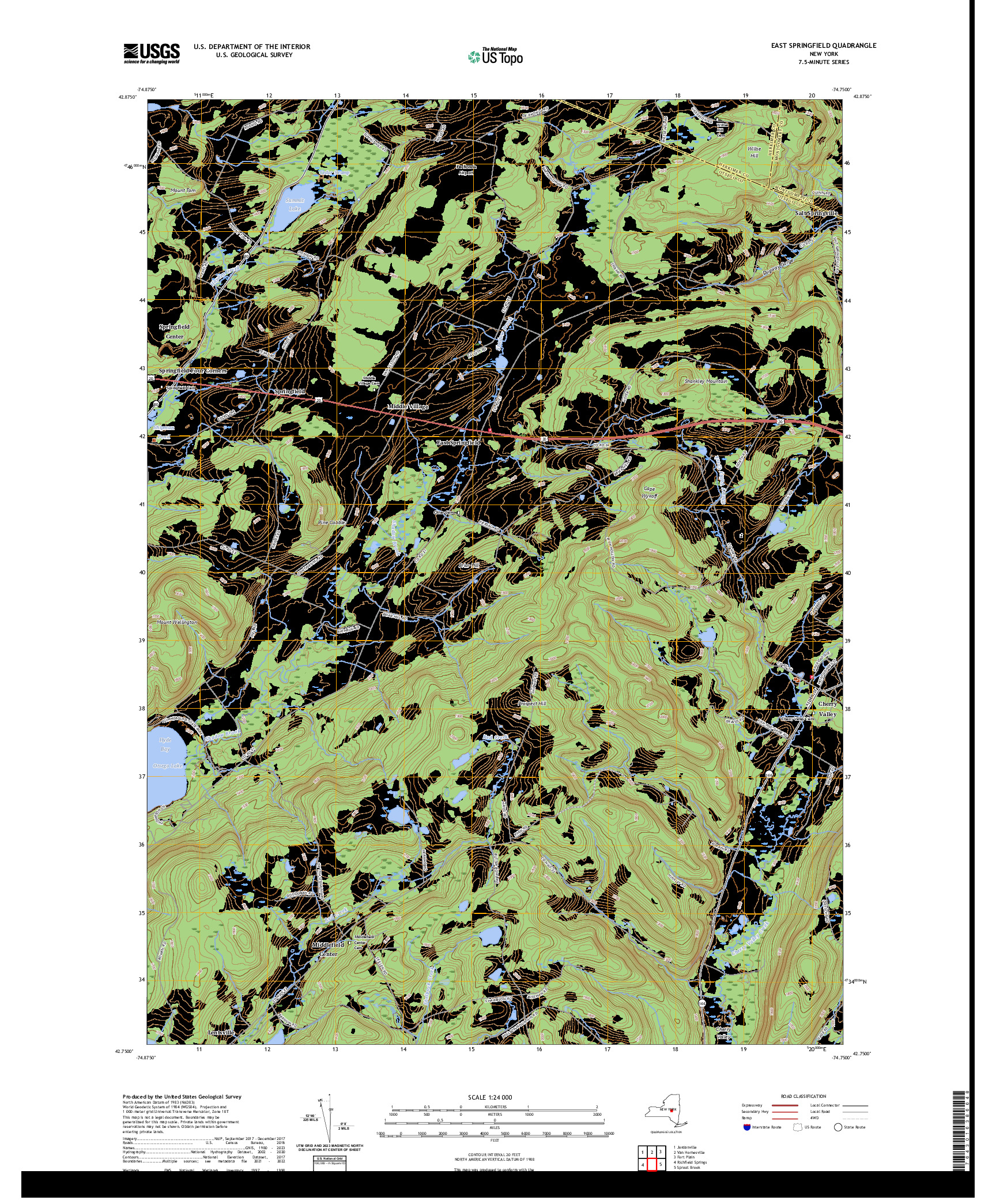 US TOPO 7.5-MINUTE MAP FOR EAST SPRINGFIELD, NY