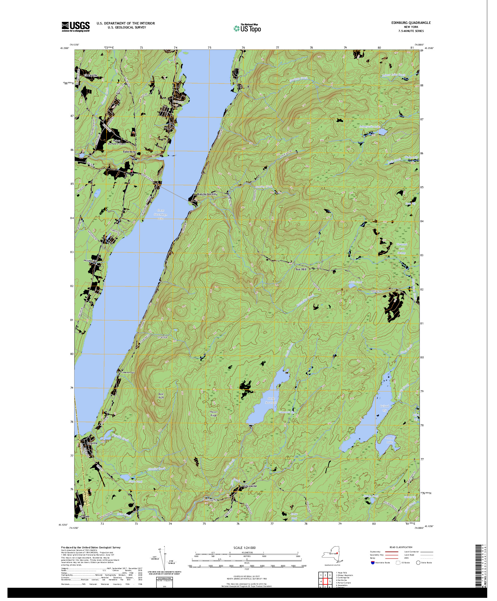 US TOPO 7.5-MINUTE MAP FOR EDINBURG, NY