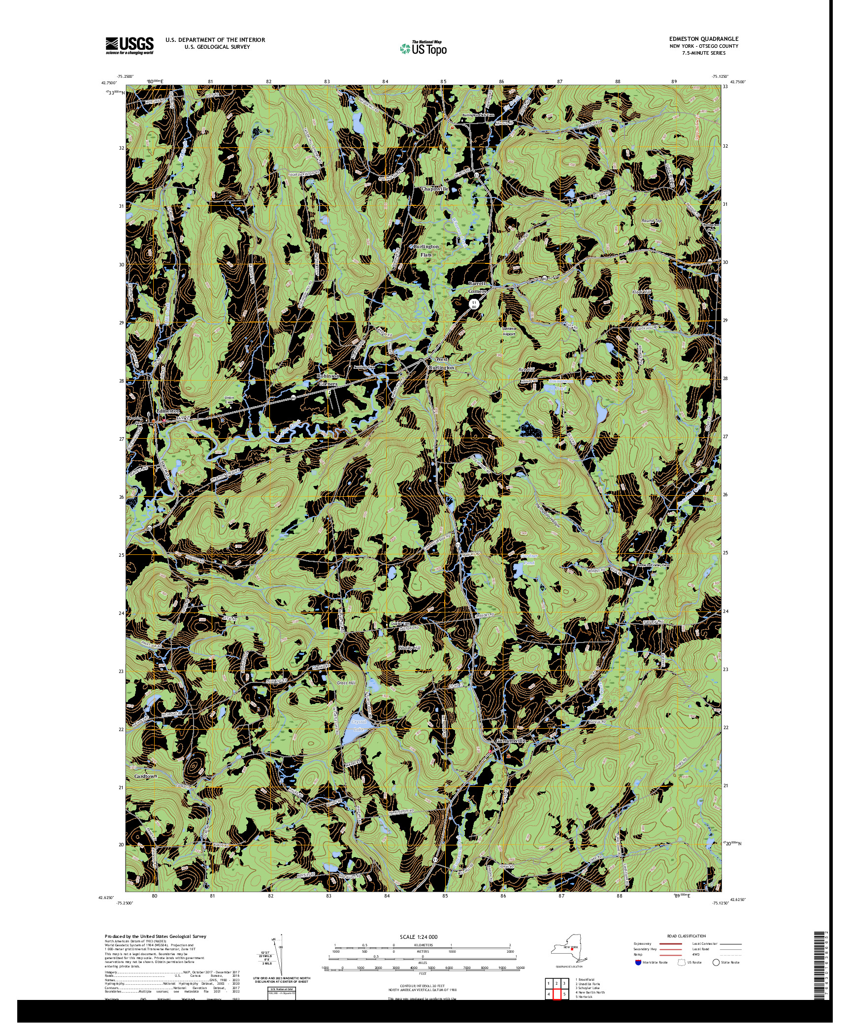 US TOPO 7.5-MINUTE MAP FOR EDMESTON, NY