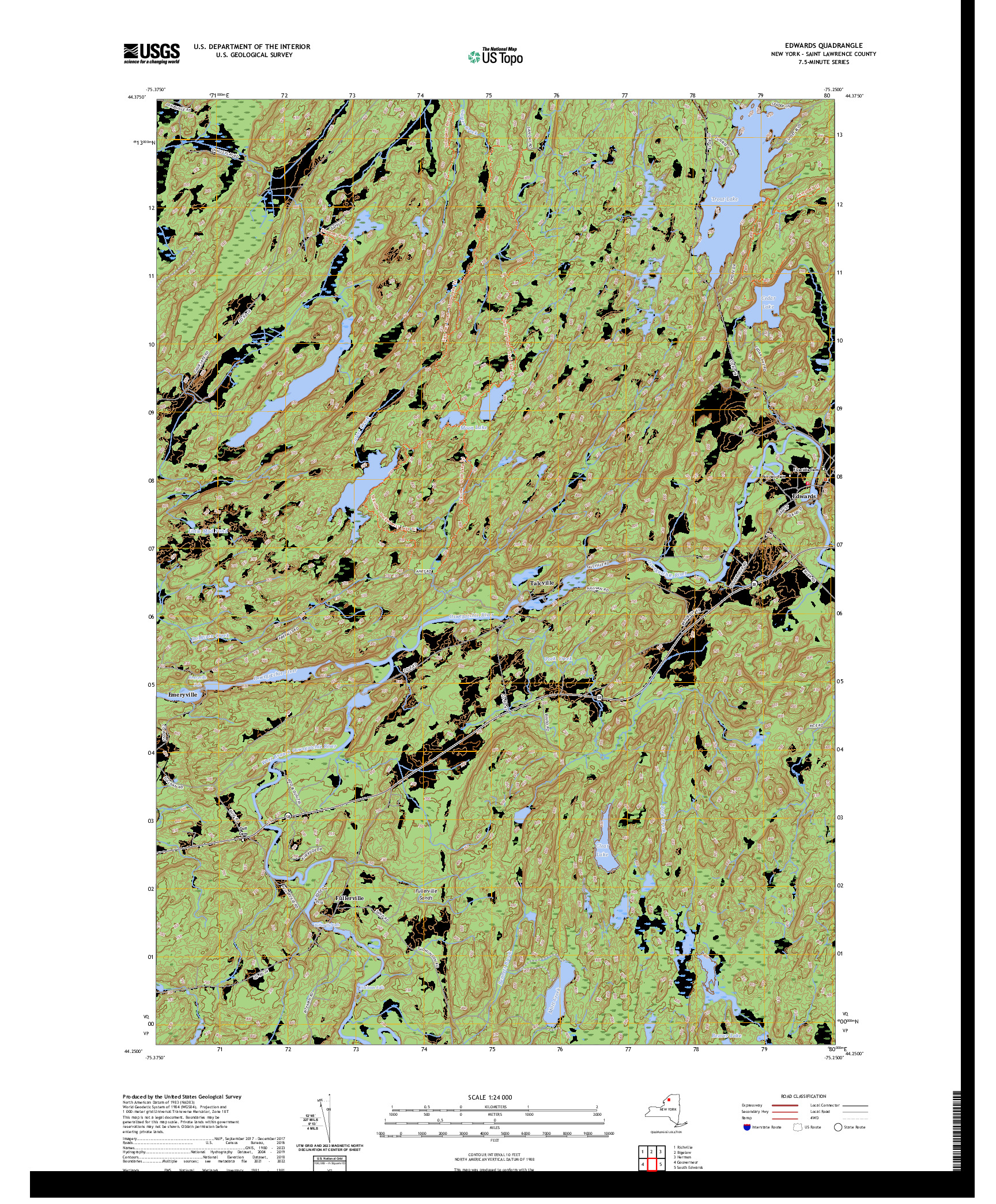 US TOPO 7.5-MINUTE MAP FOR EDWARDS, NY