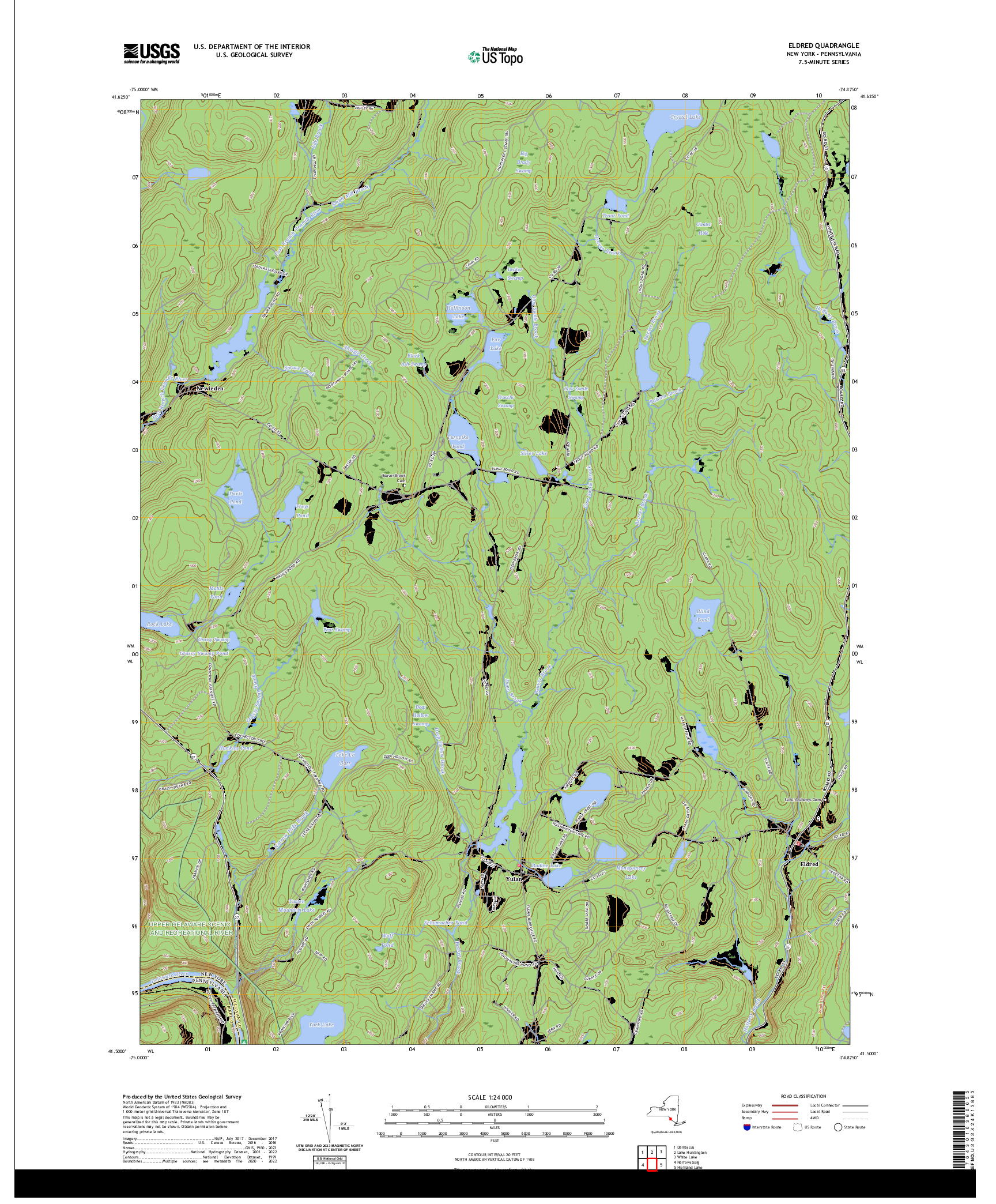 US TOPO 7.5-MINUTE MAP FOR ELDRED, NY,PA