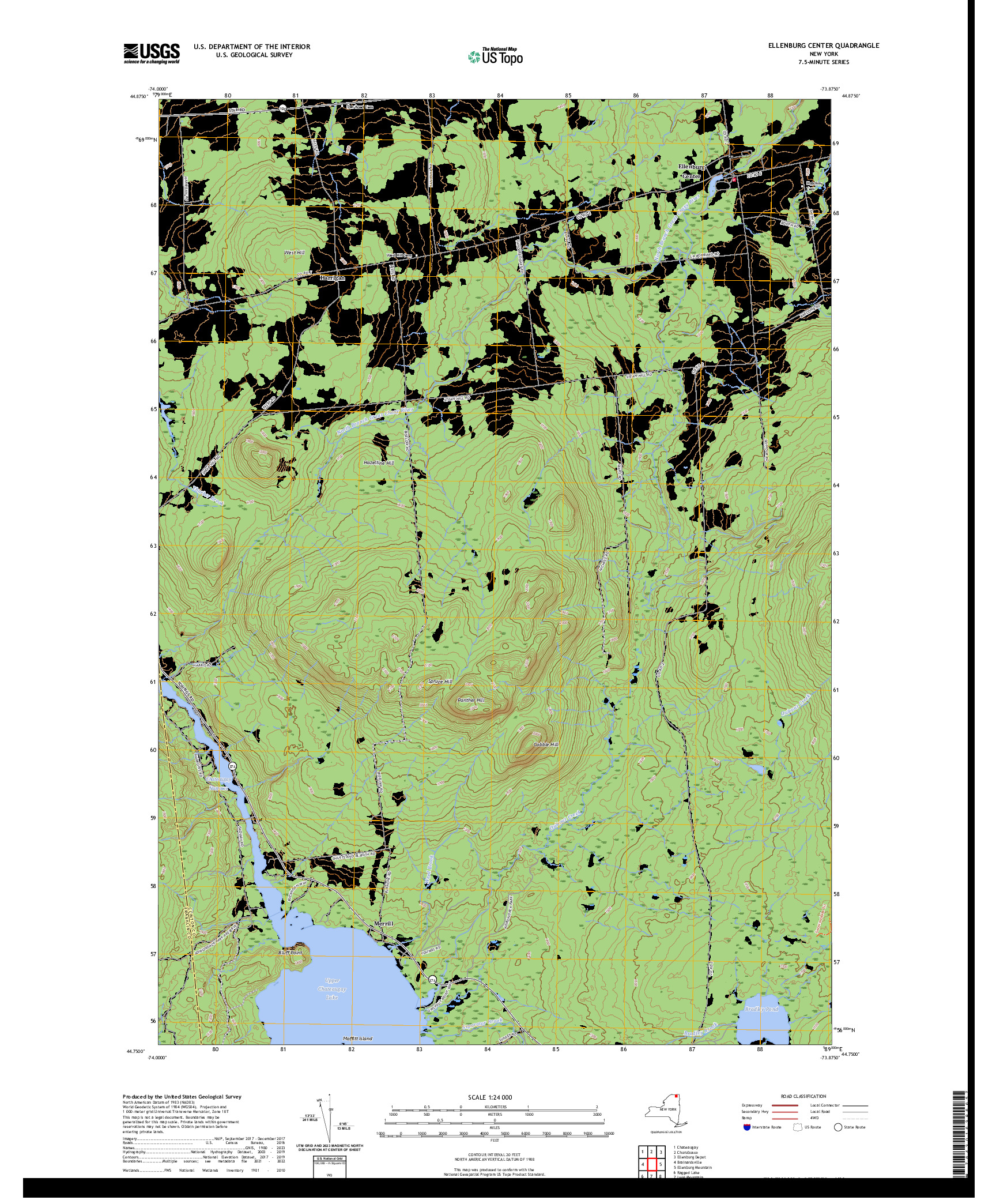 US TOPO 7.5-MINUTE MAP FOR ELLENBURG CENTER, NY