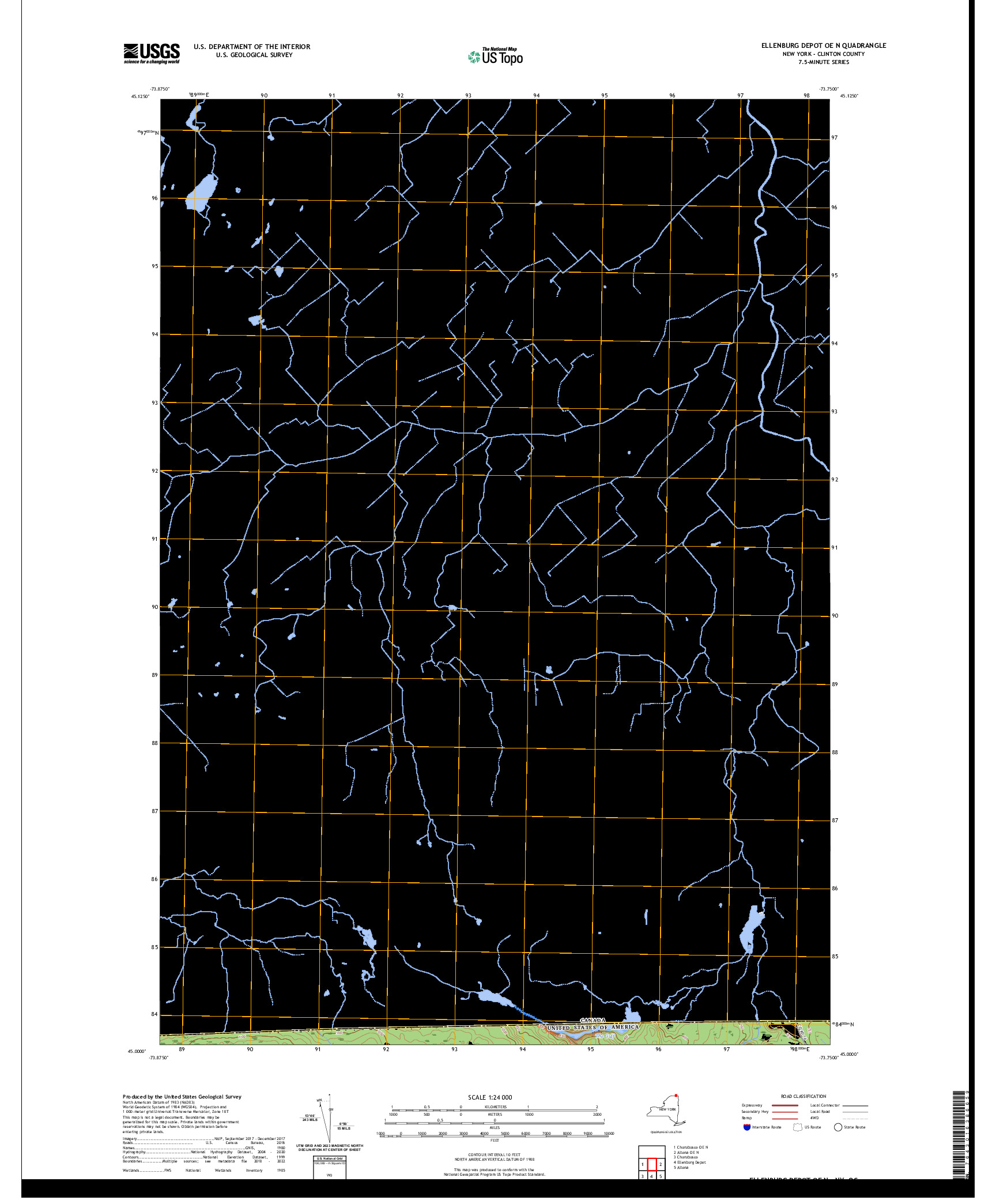 US TOPO 7.5-MINUTE MAP FOR ELLENBURG DEPOT OE N, NY,QC