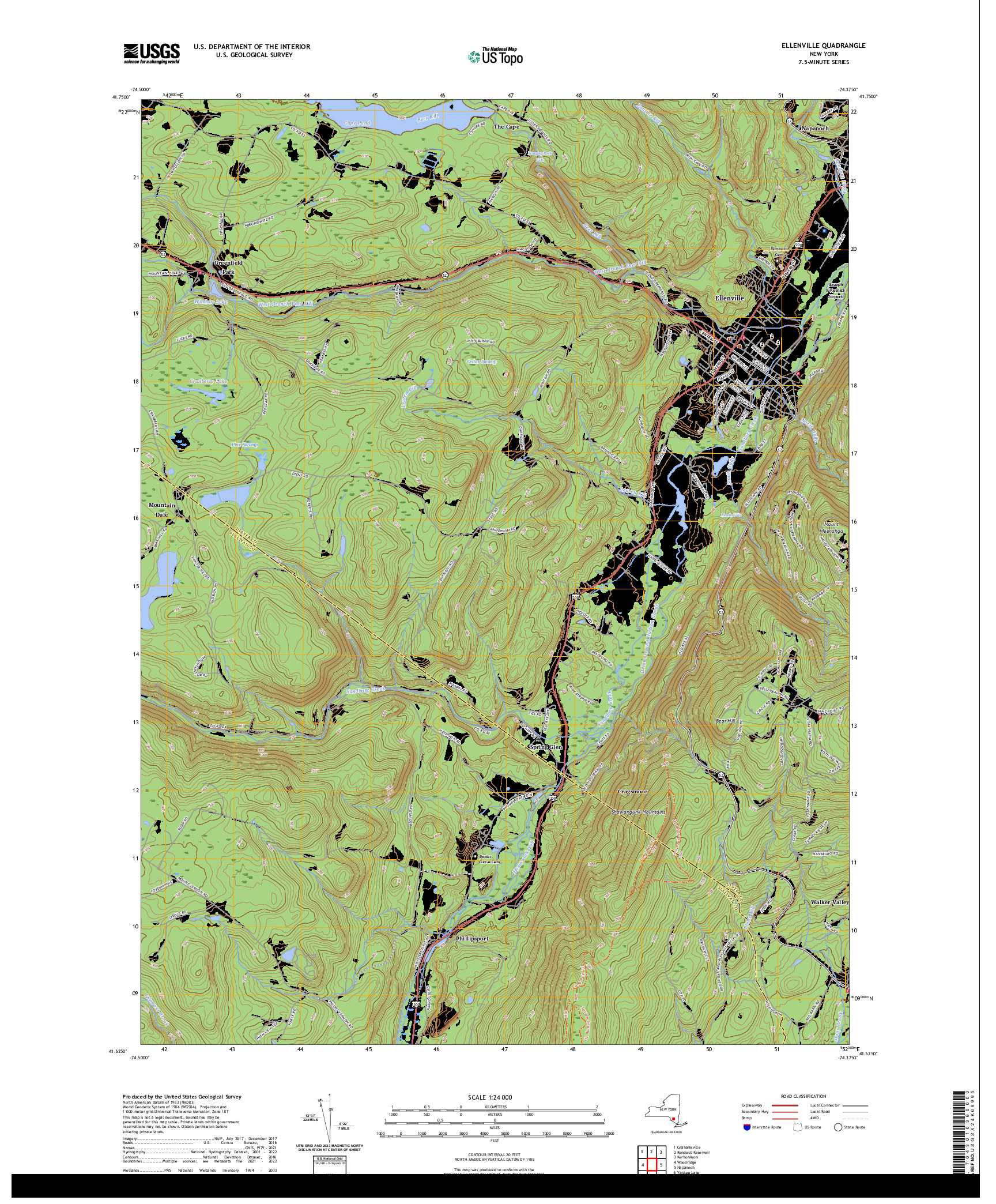 US TOPO 7.5-MINUTE MAP FOR ELLENVILLE, NY