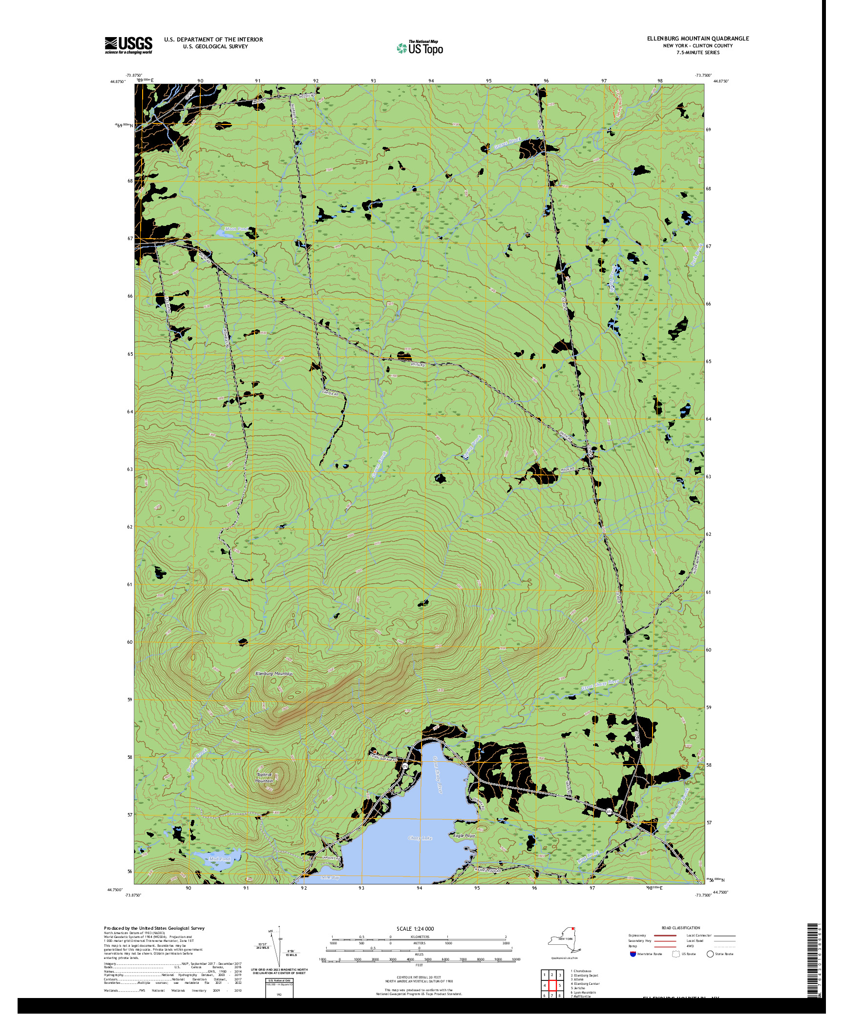 US TOPO 7.5-MINUTE MAP FOR ELLENBURG MOUNTAIN, NY