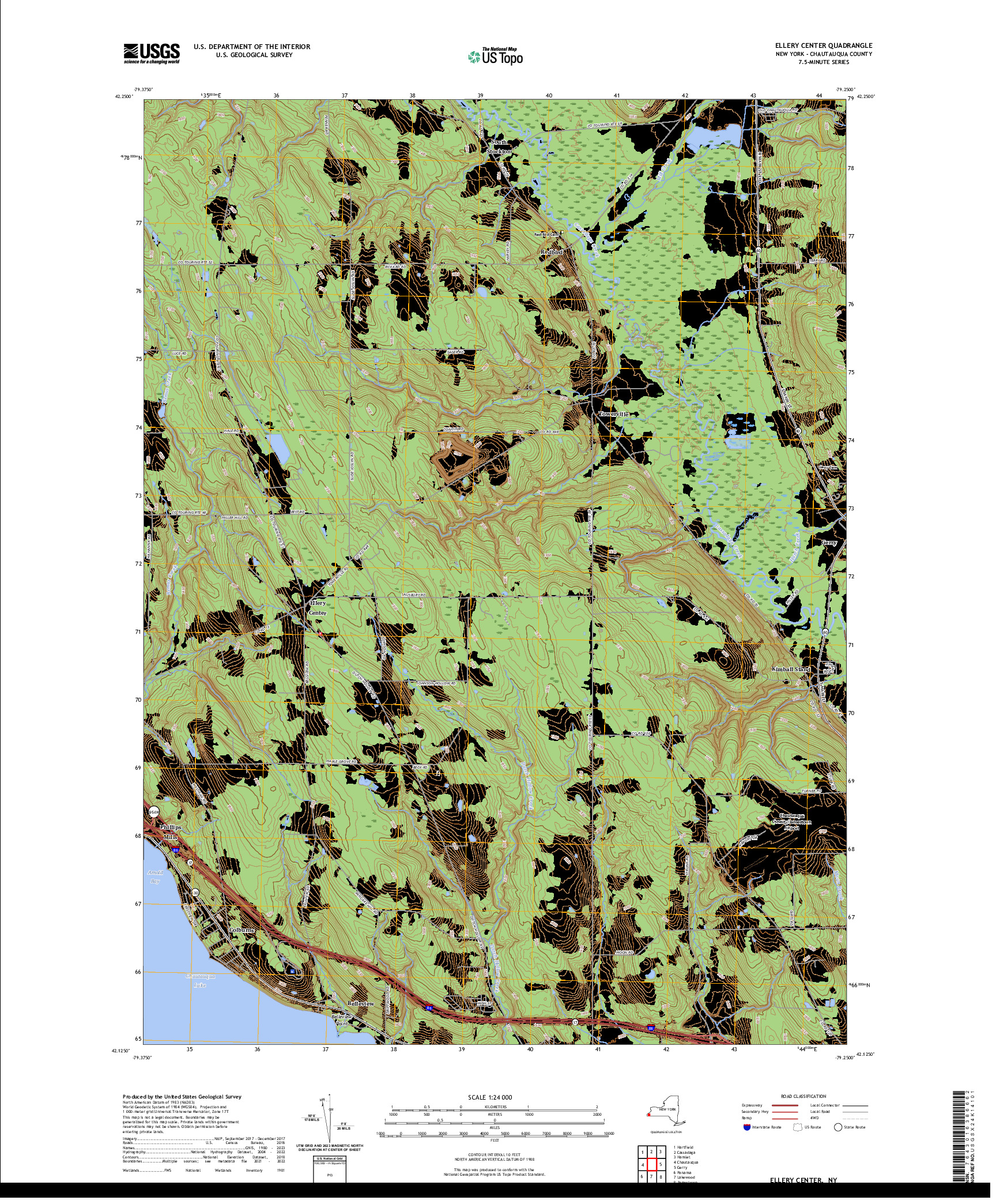 US TOPO 7.5-MINUTE MAP FOR ELLERY CENTER, NY